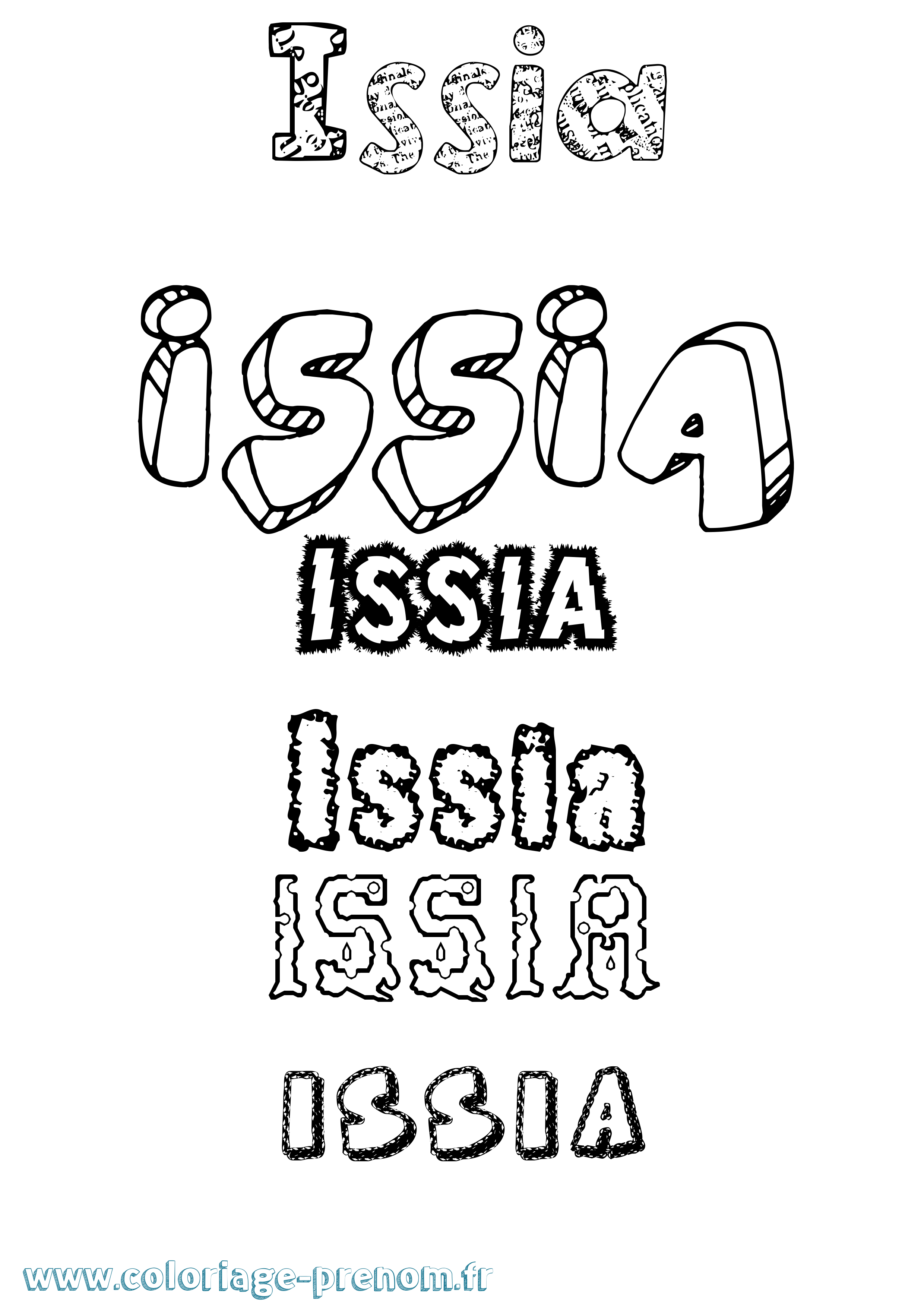 Coloriage Issia Destructuré Coloriage prénom Issia Destructuré