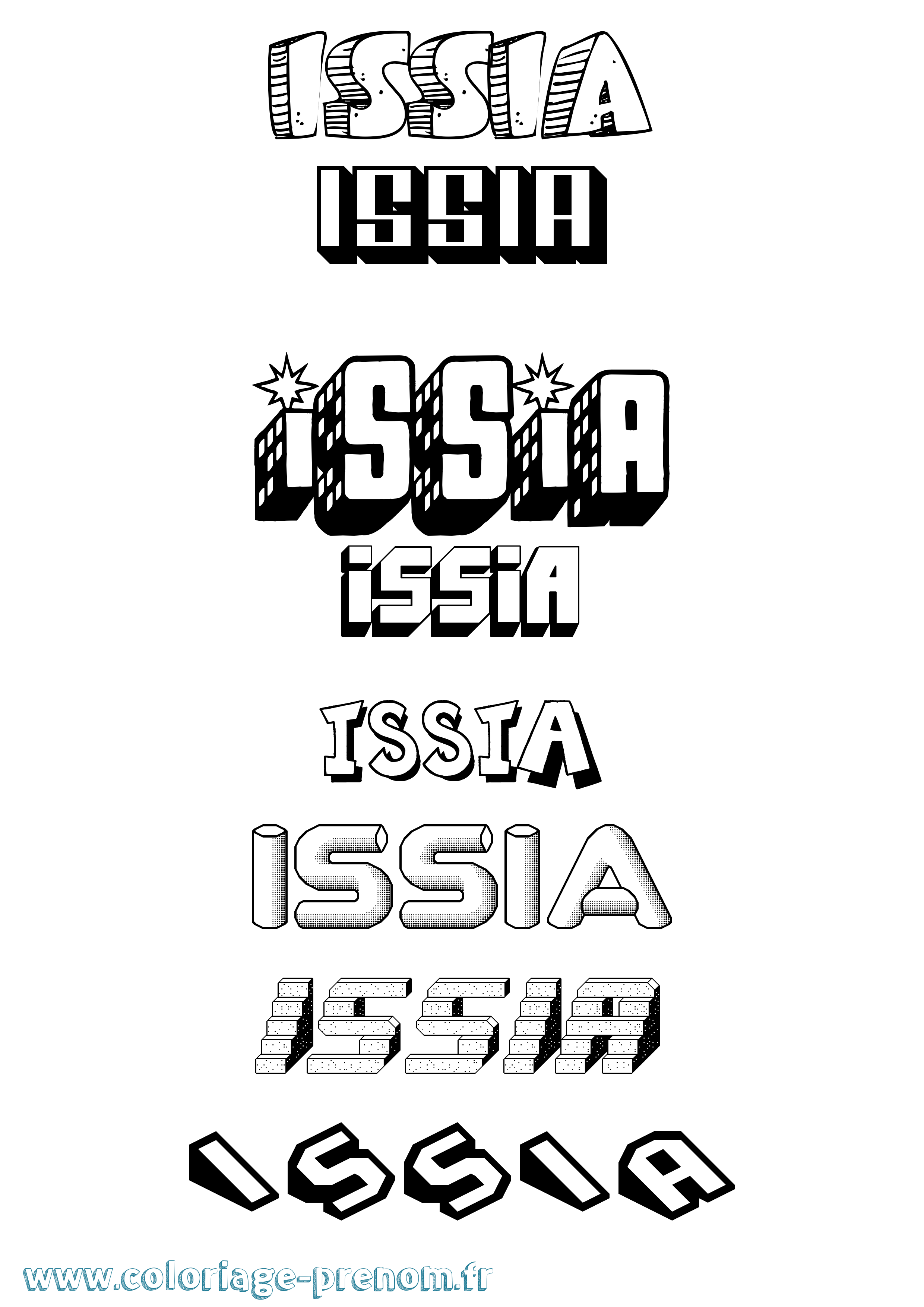 Coloriage Issia Effet 3D Coloriage prénom Issia Effet 3D