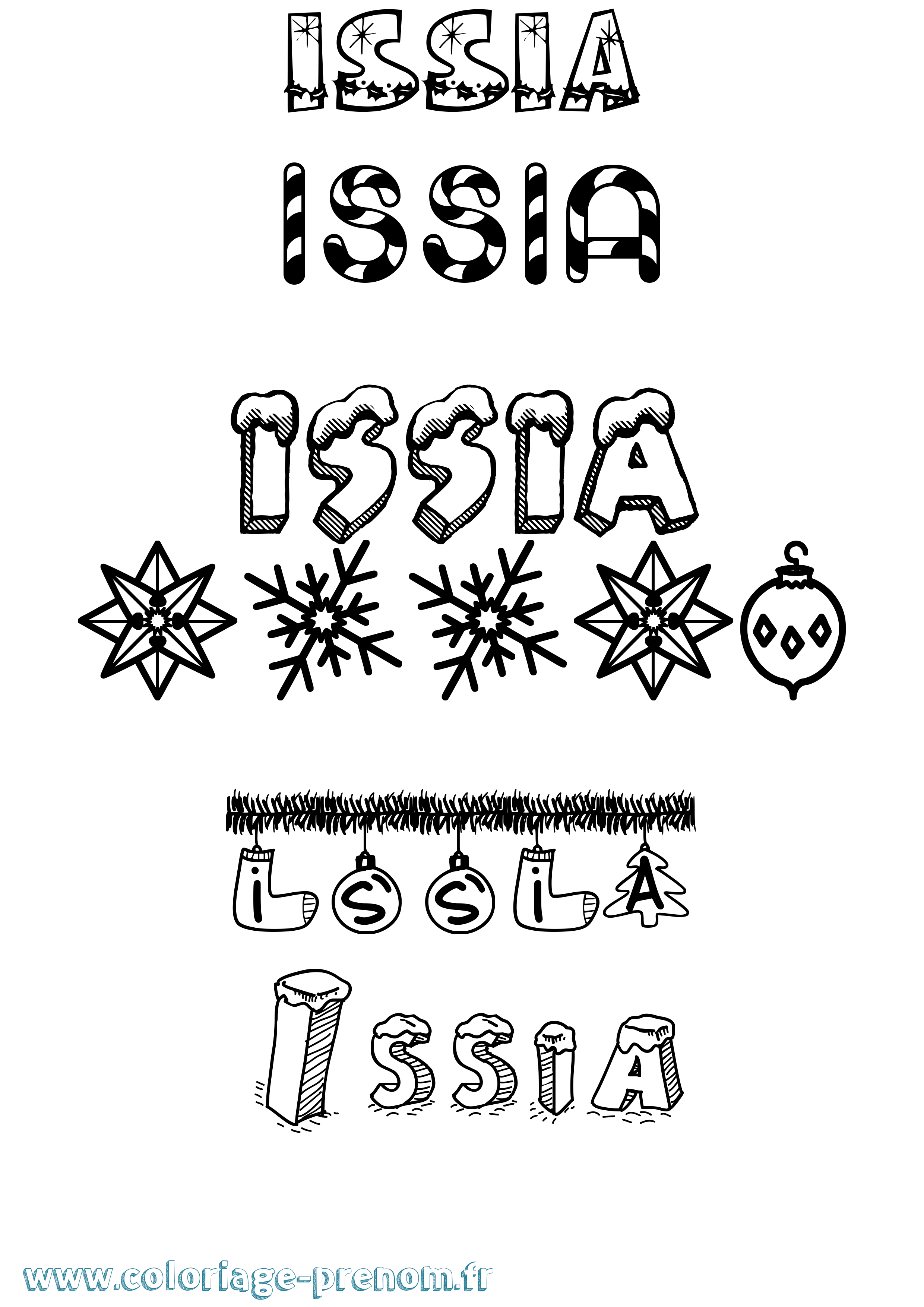 Coloriage Issia Noël Coloriage prénom Issia Noël