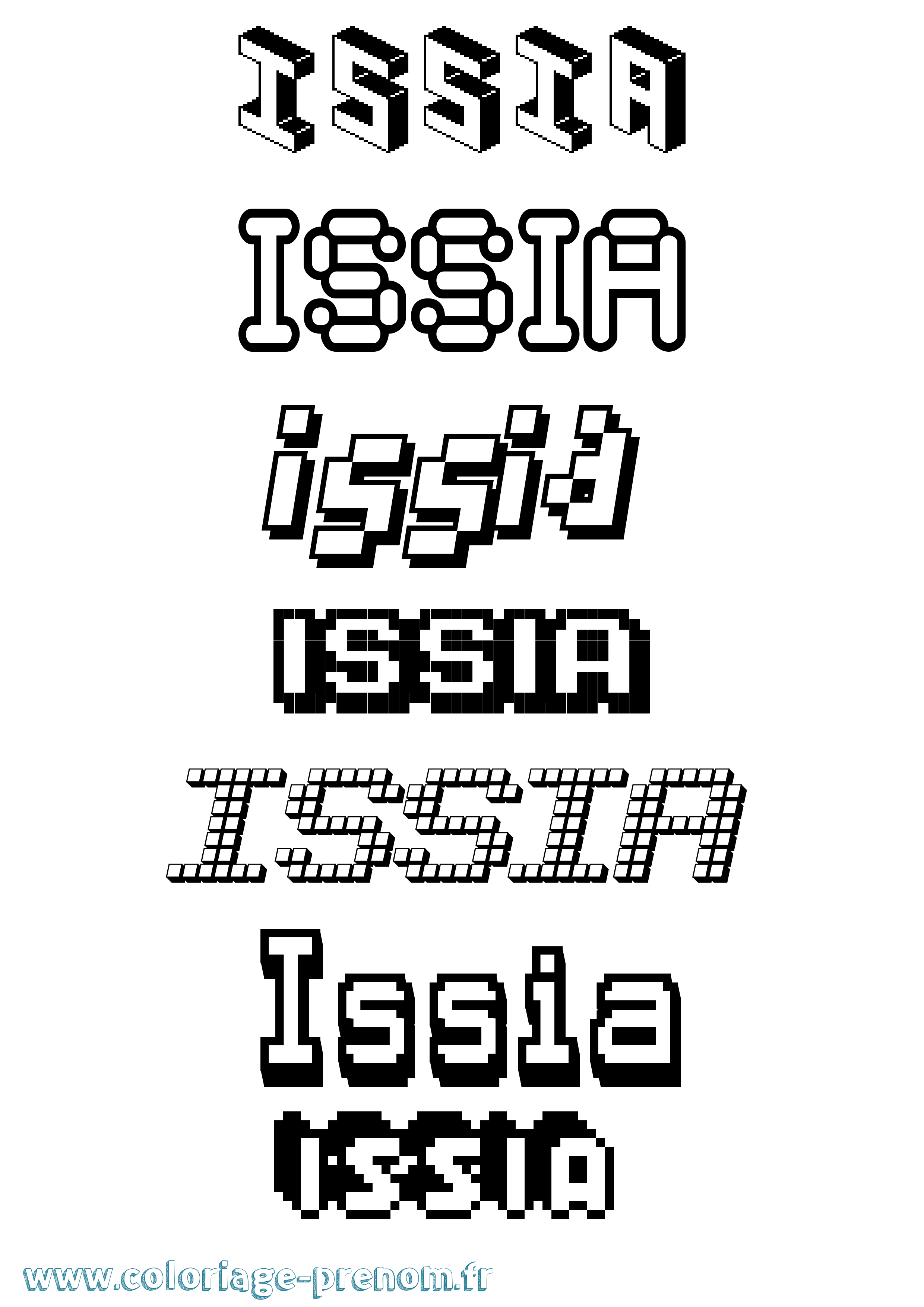 Coloriage Issia Pixel Coloriage prénom Issia Pixel