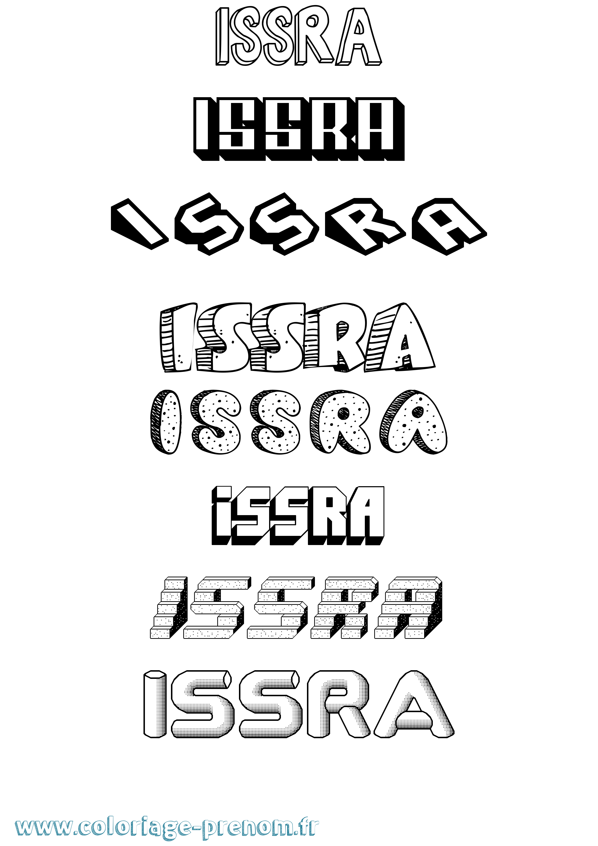 Coloriage Issra Effet 3D Coloriage prénom Issra Effet 3D