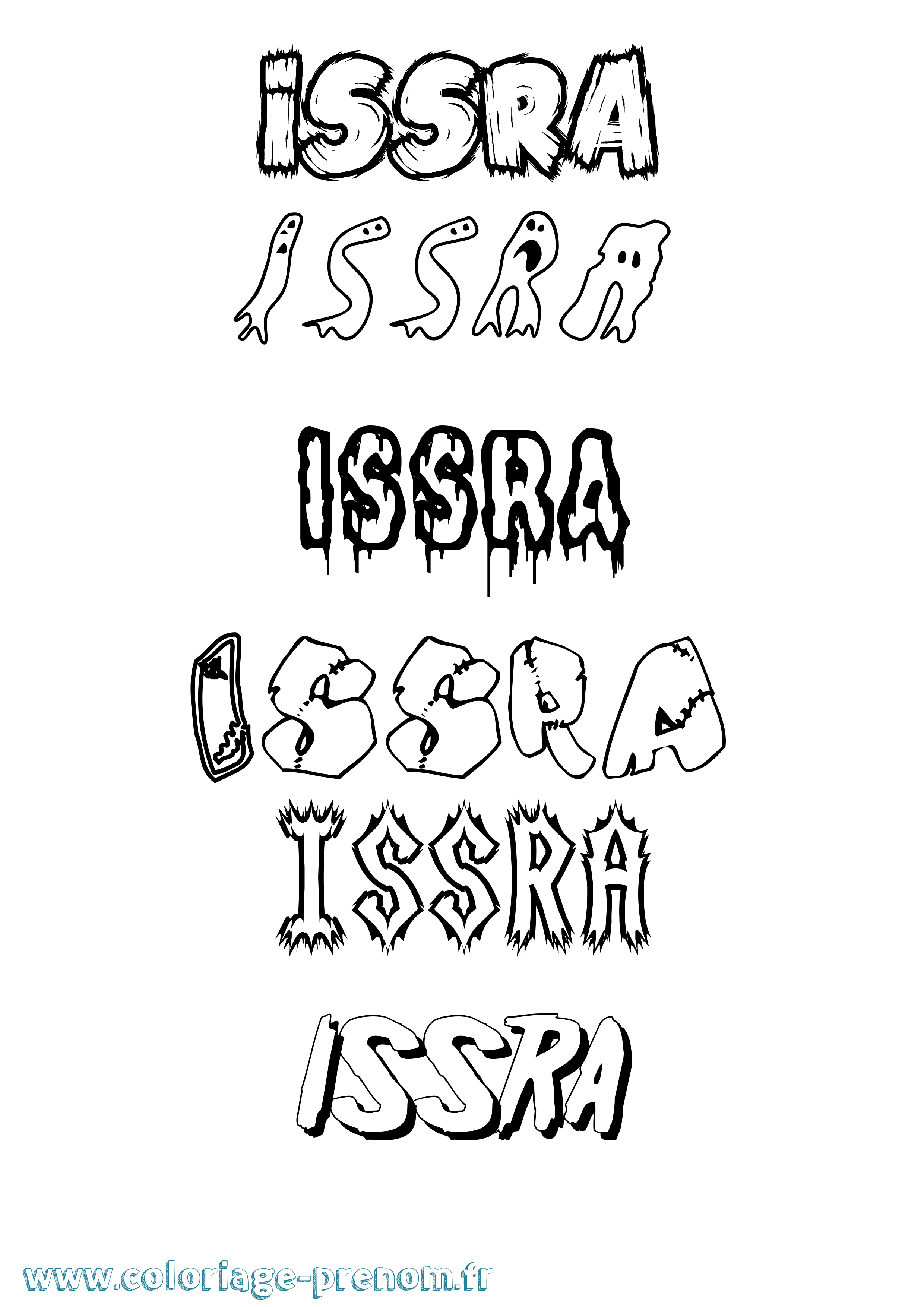 Coloriage Issra Frisson Coloriage prénom Issra Frisson
