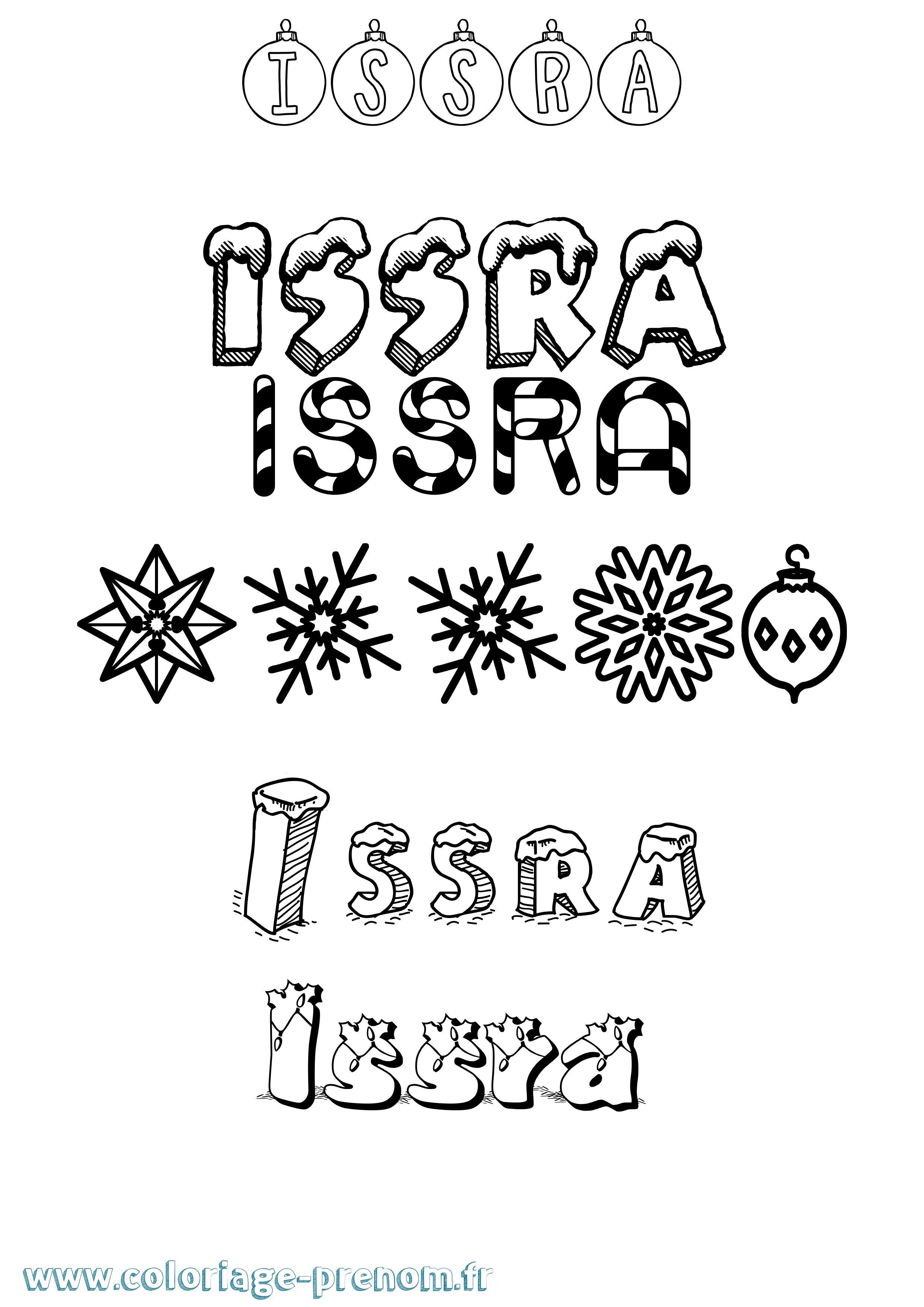Coloriage Issra Noël Coloriage prénom Issra Noël