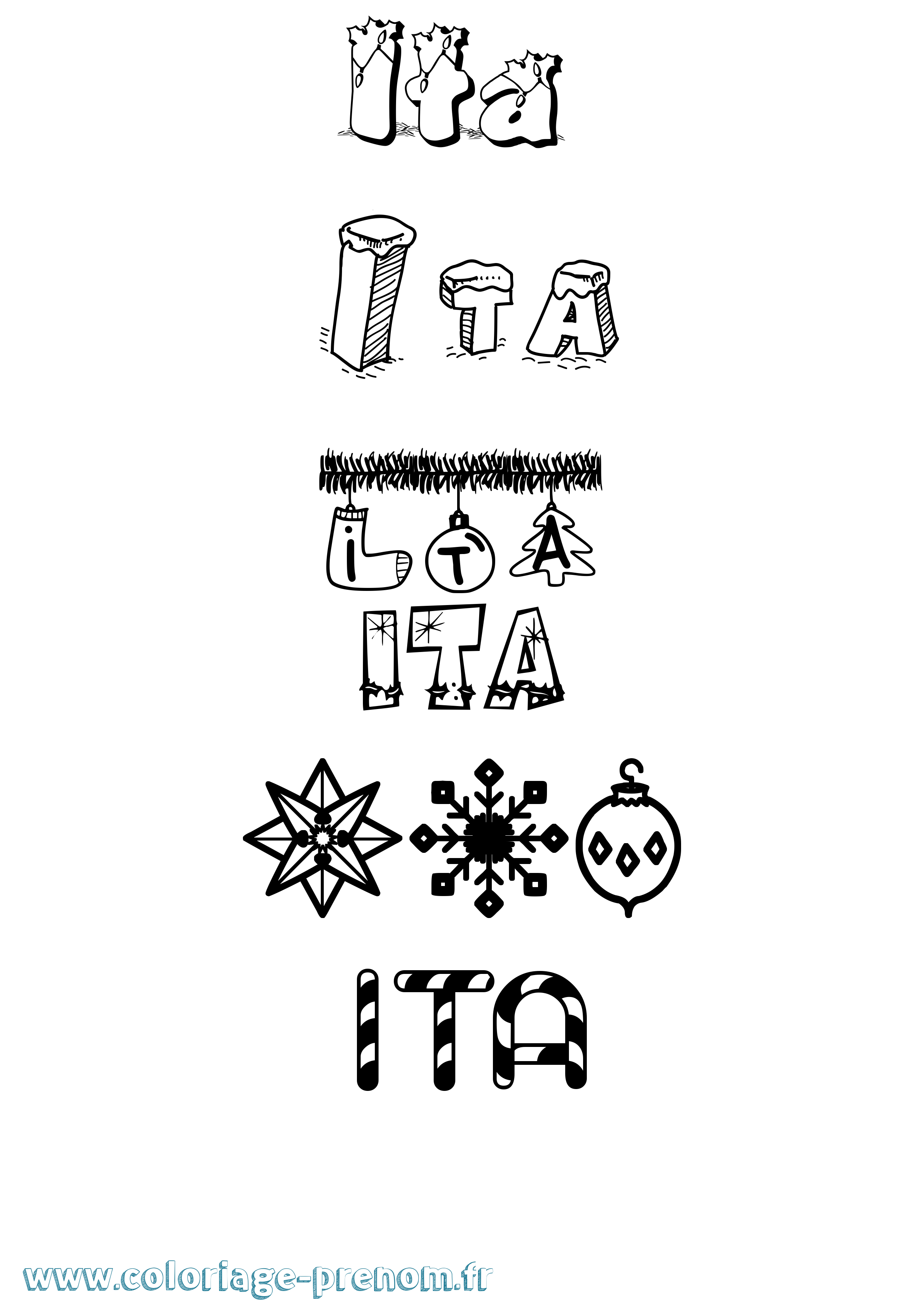Coloriage Ita Noël Coloriage prénom Ita Noël