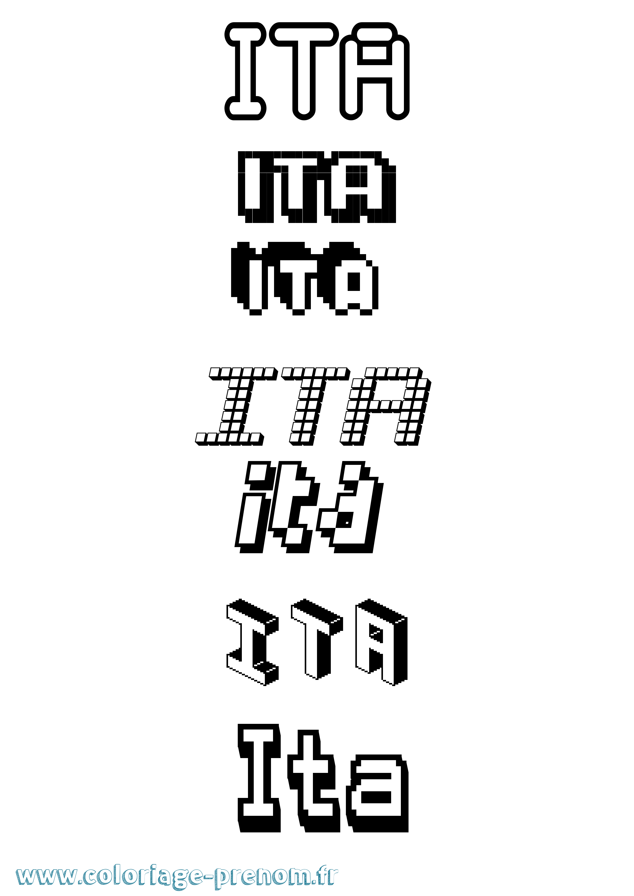 Coloriage Ita Pixel Coloriage prénom Ita Pixel