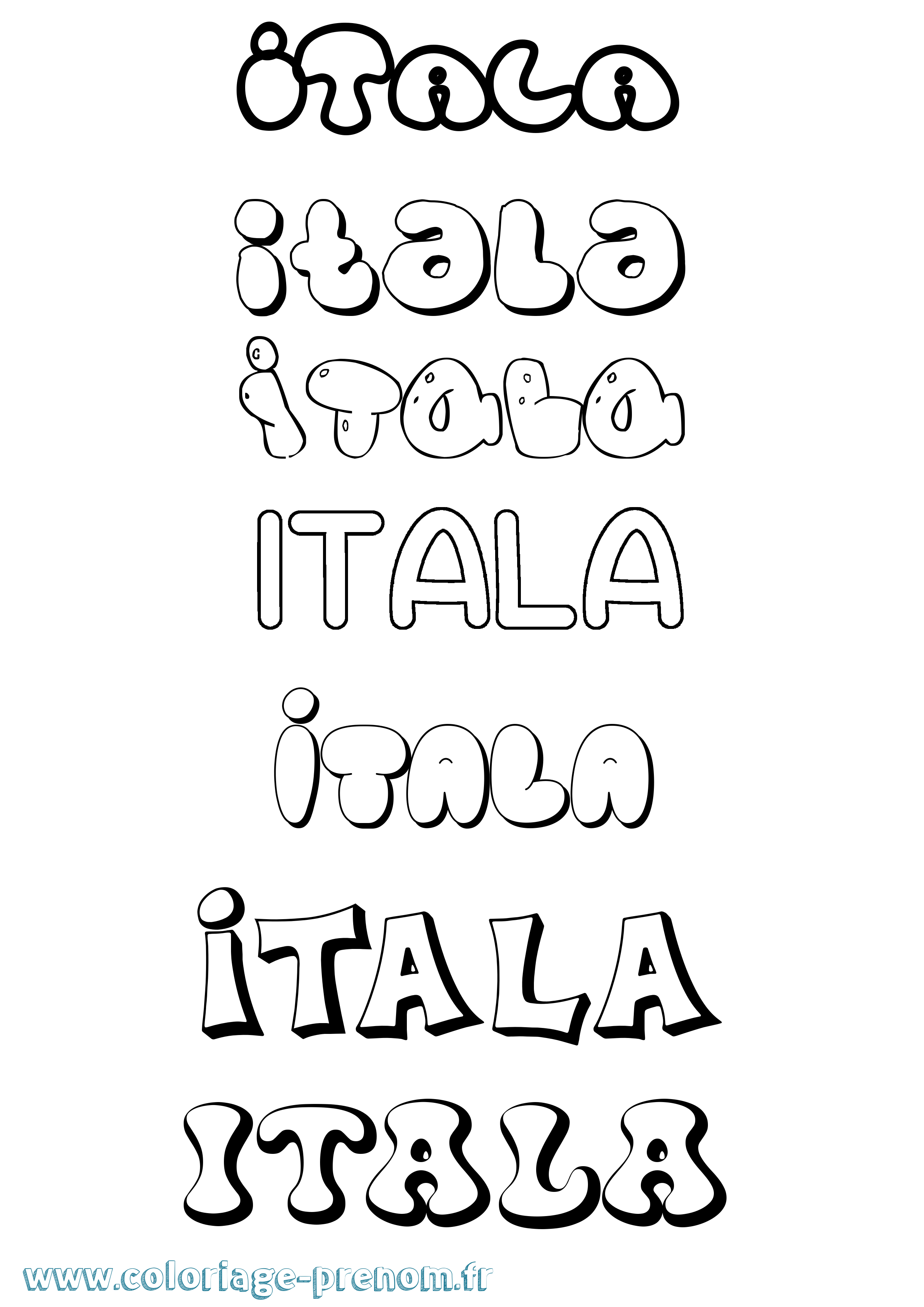 Coloriage Itala Bubble Coloriage prénom Itala Bubble