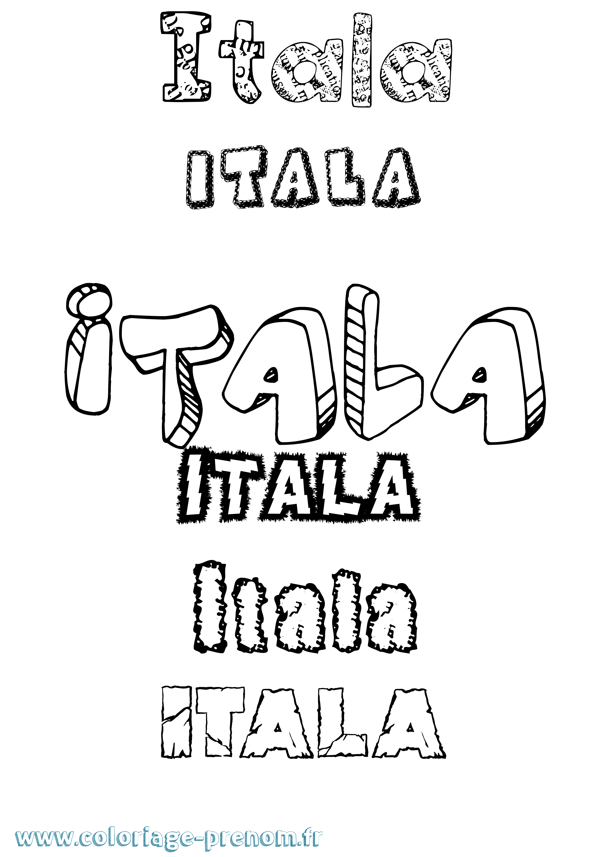 Coloriage Itala Destructuré Coloriage prénom Itala Destructuré