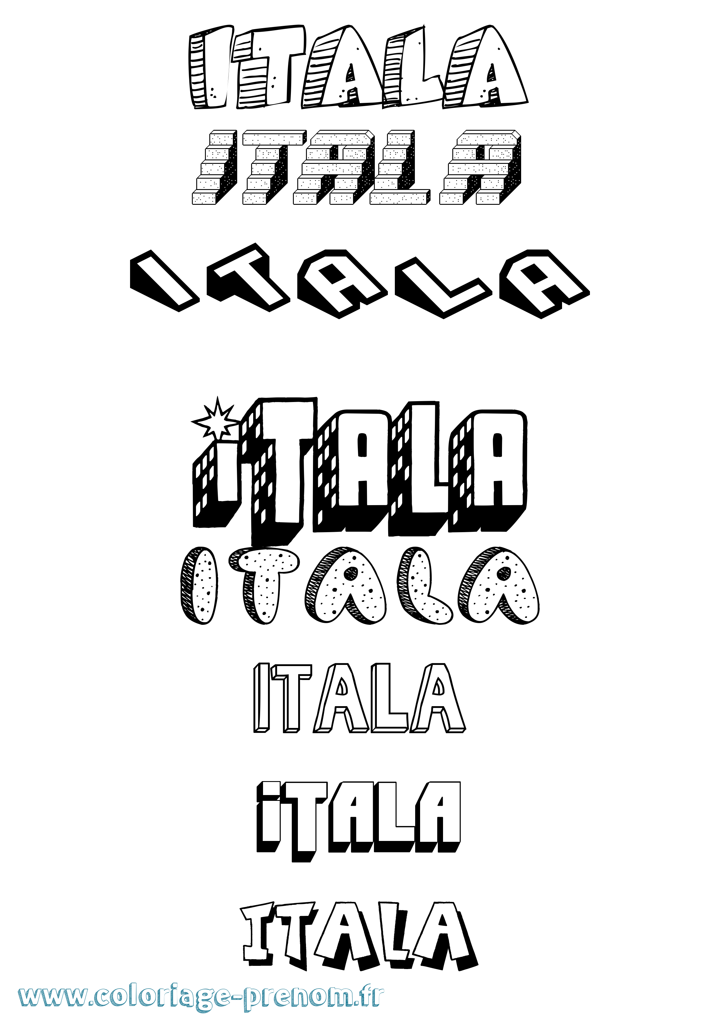 Coloriage Itala Effet 3D Coloriage prénom Itala Effet 3D