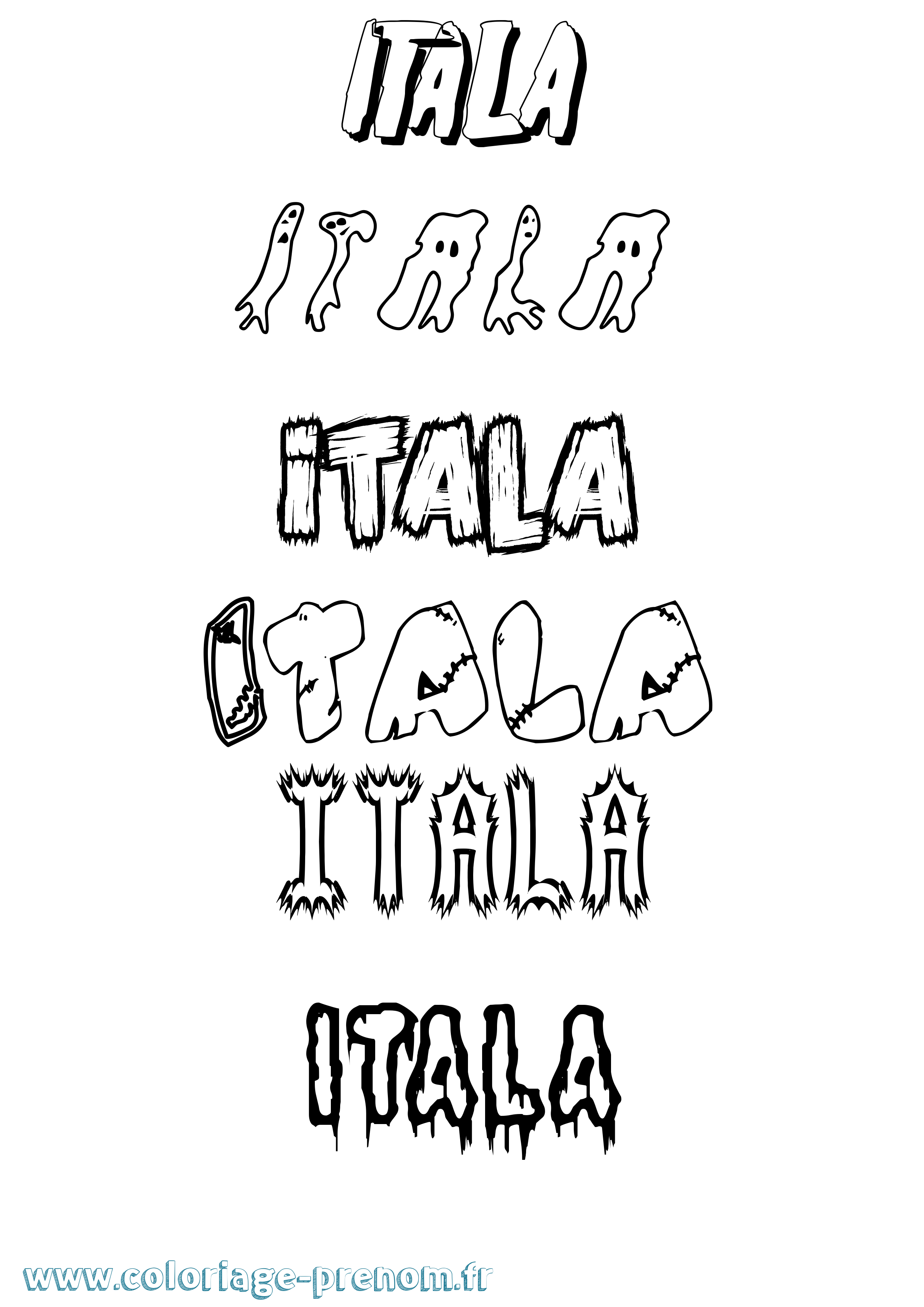 Coloriage Itala Frisson Coloriage prénom Itala Frisson