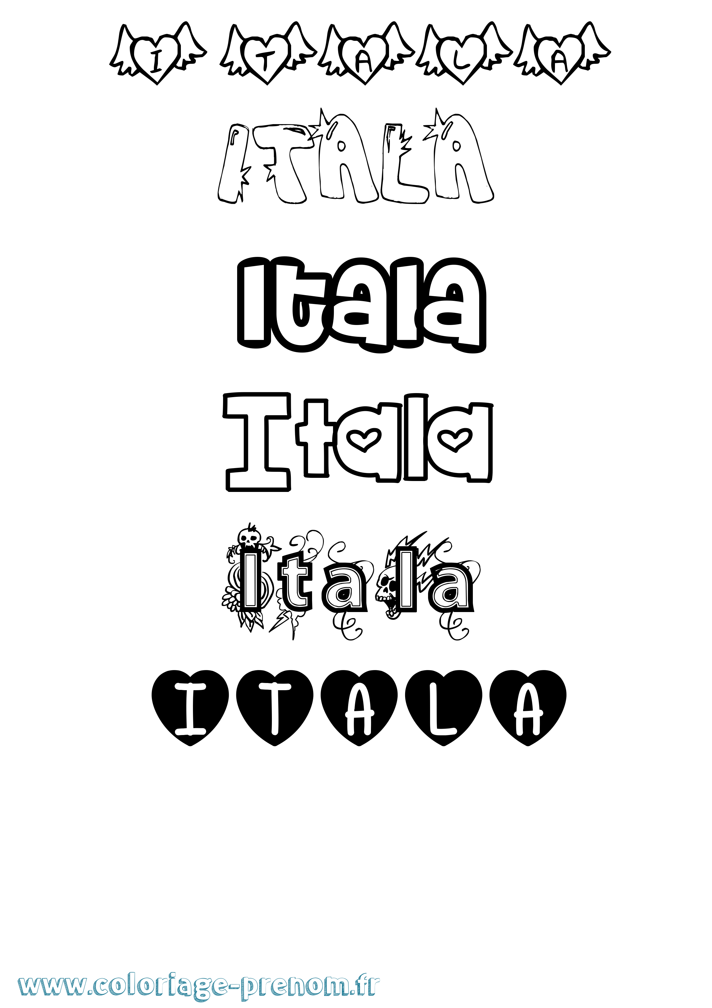 Coloriage Itala Girly Coloriage prénom Itala Girly