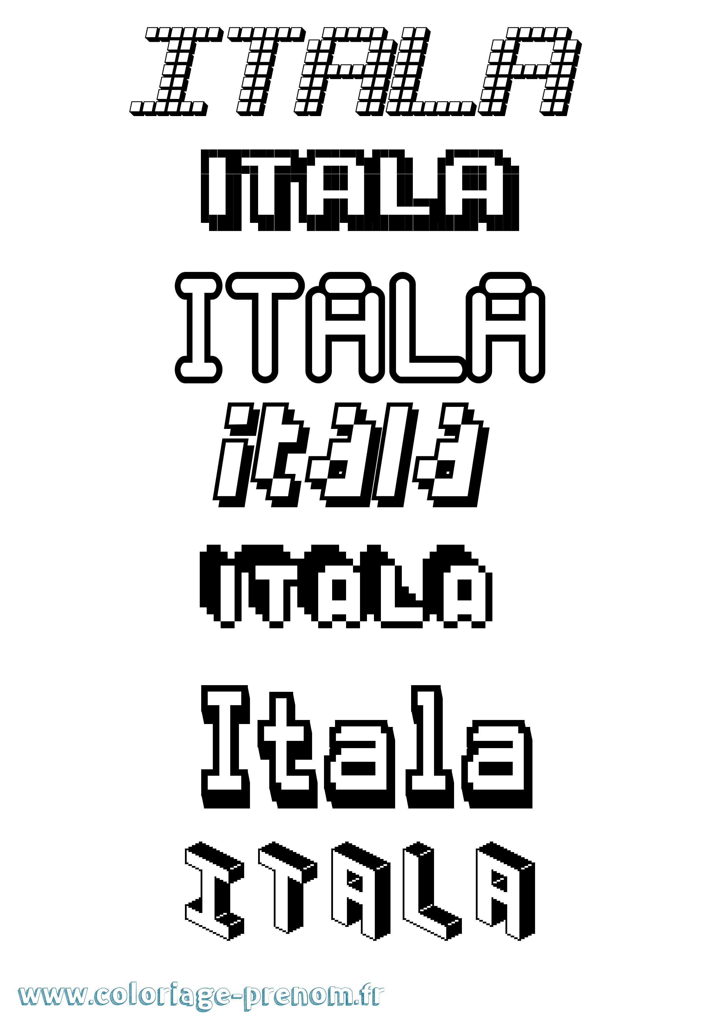 Coloriage Itala Pixel Coloriage prénom Itala Pixel