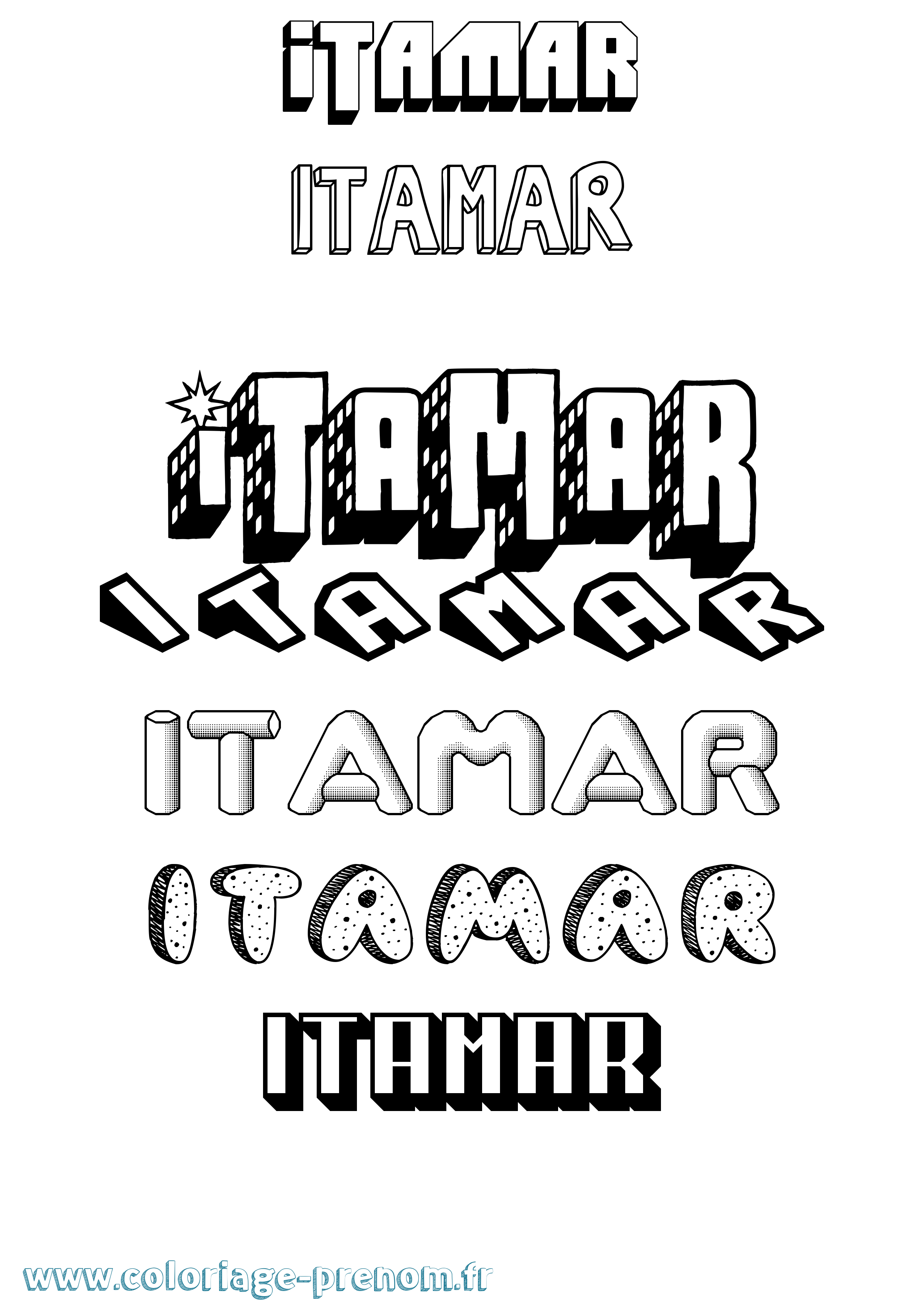 Coloriage Itamar Effet 3D Coloriage prénom Itamar Effet 3D