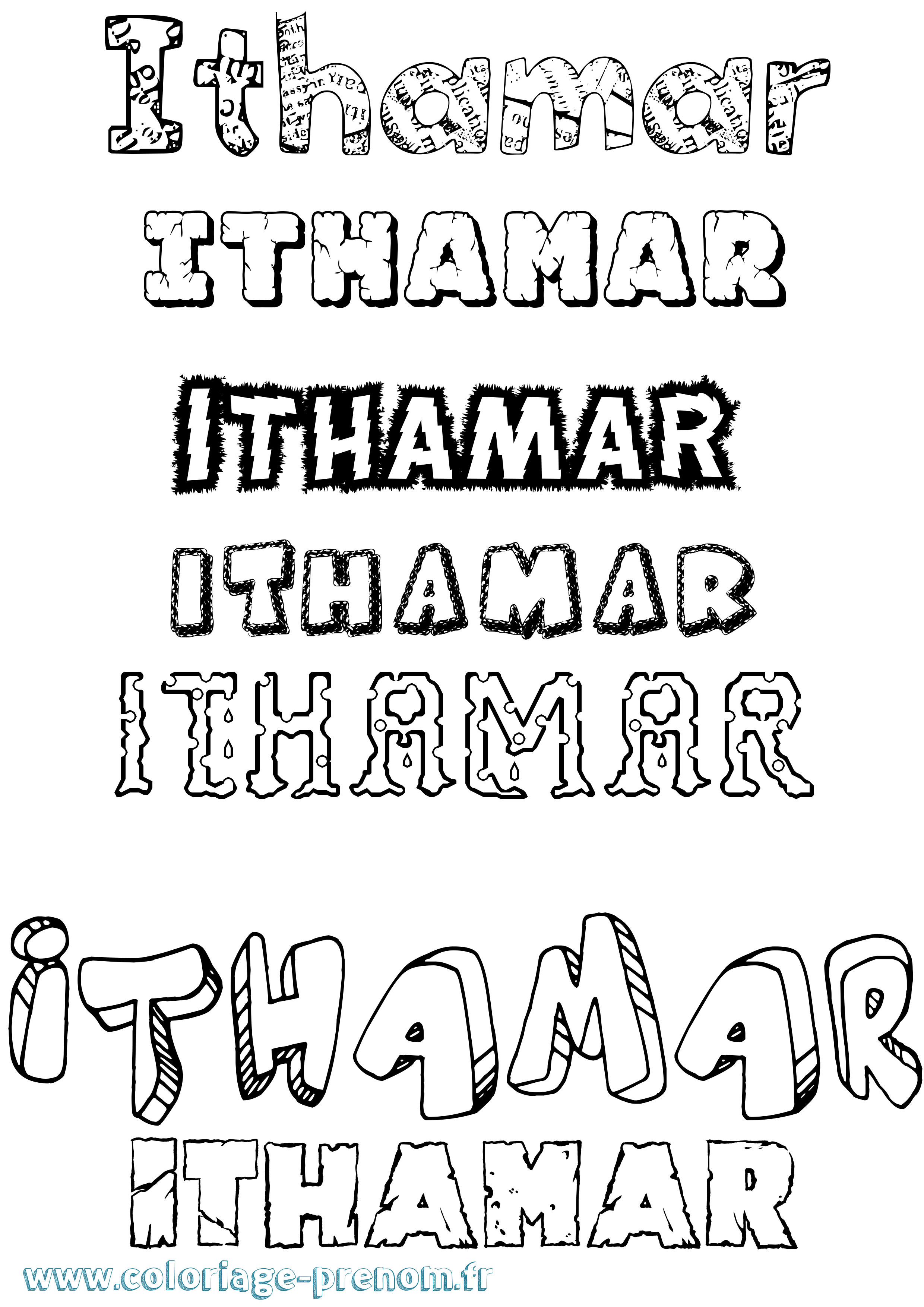Coloriage Ithamar Destructuré Coloriage prénom Ithamar Destructuré