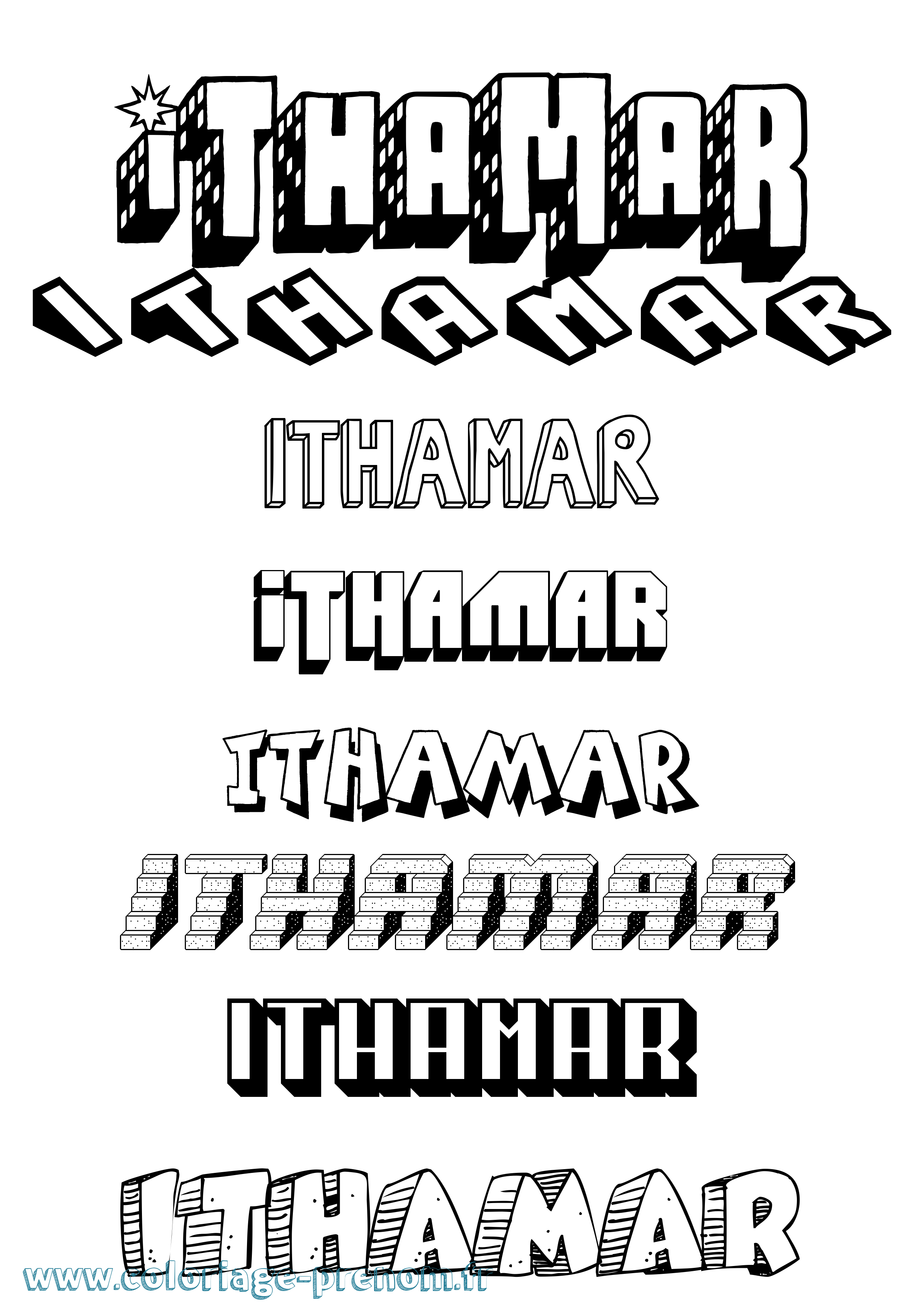 Coloriage Ithamar Effet 3D Coloriage prénom Ithamar Effet 3D