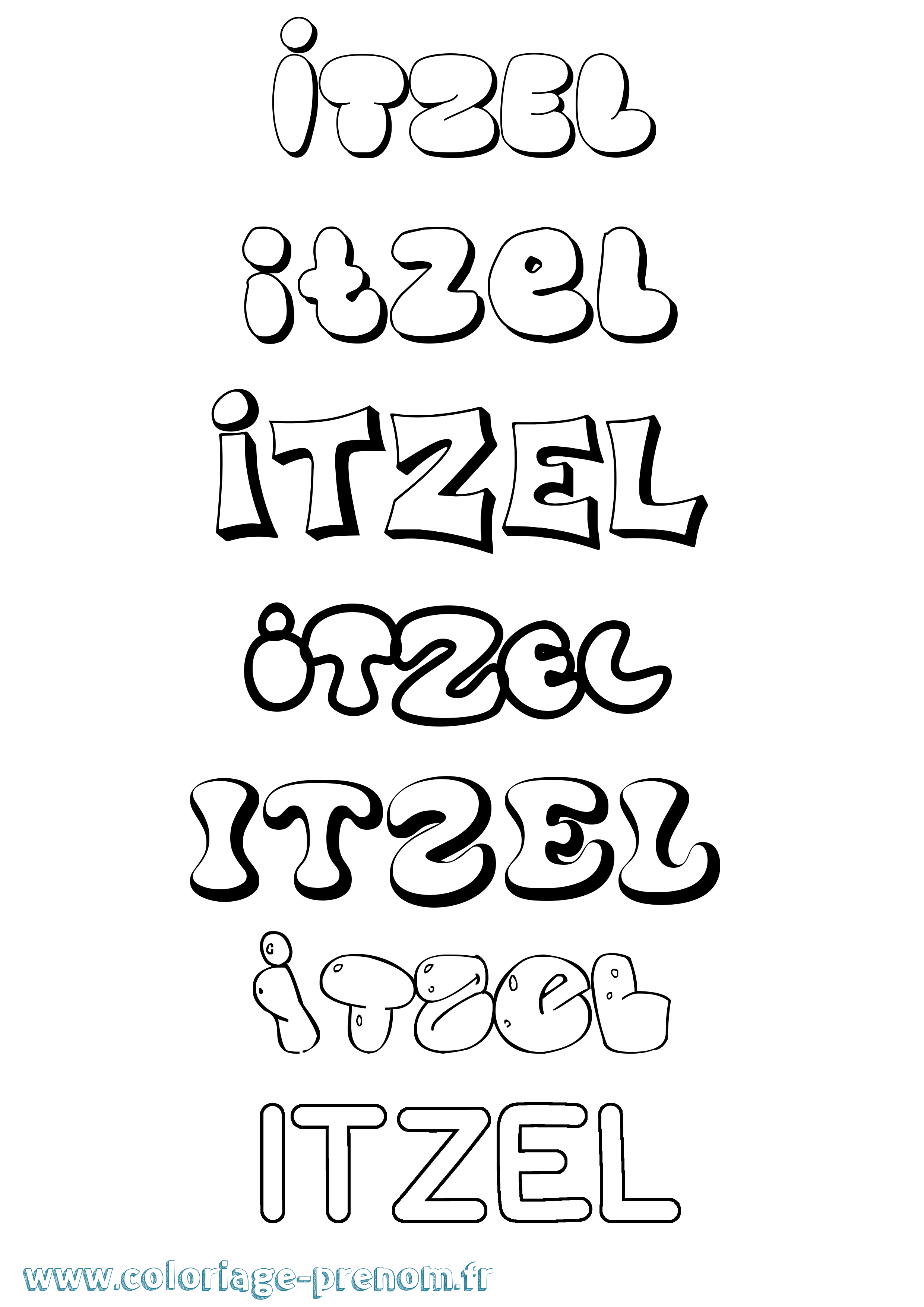 Coloriage Itzel Bubble Coloriage prénom Itzel Bubble