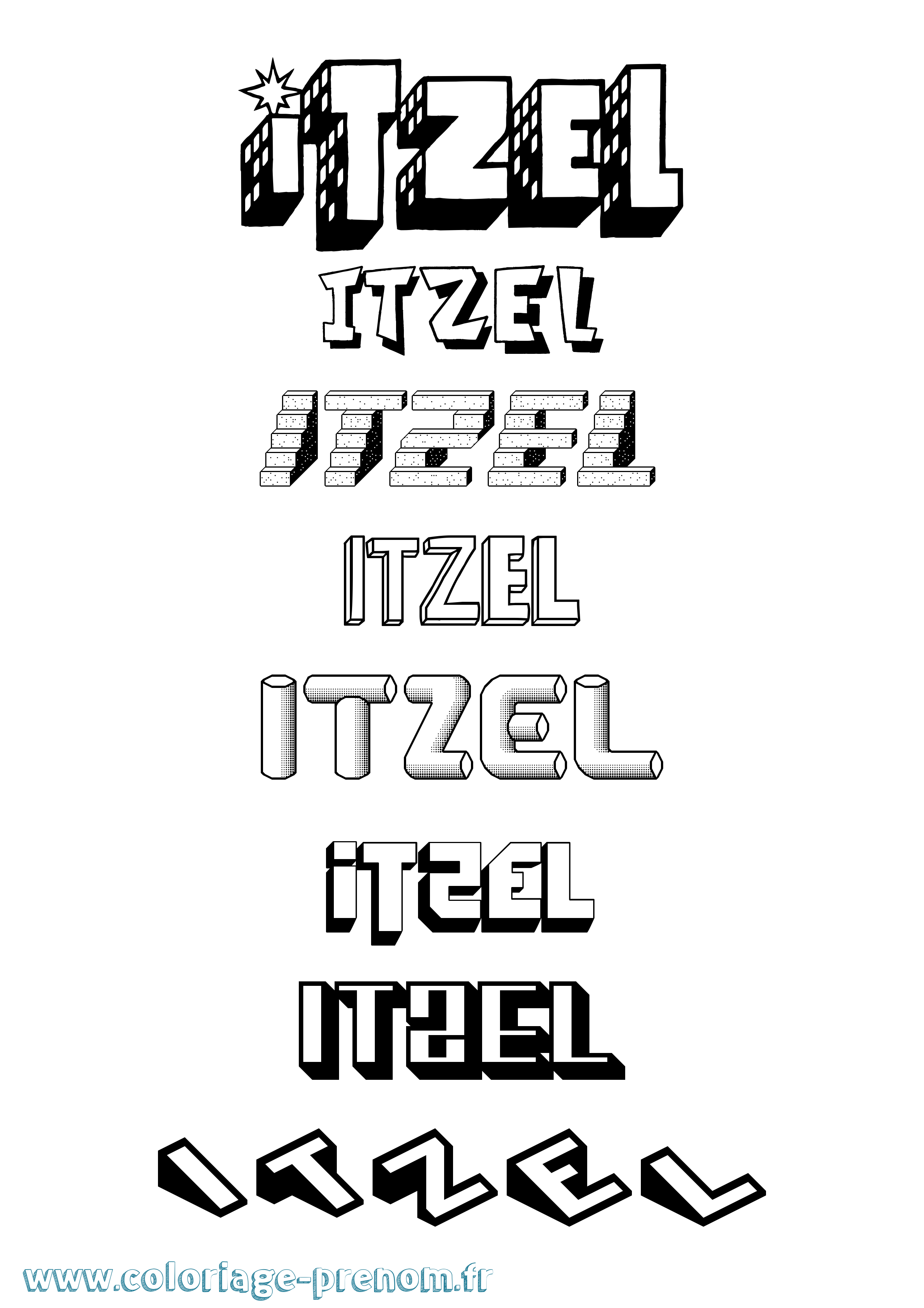 Coloriage Itzel Effet 3D Coloriage prénom Itzel Effet 3D