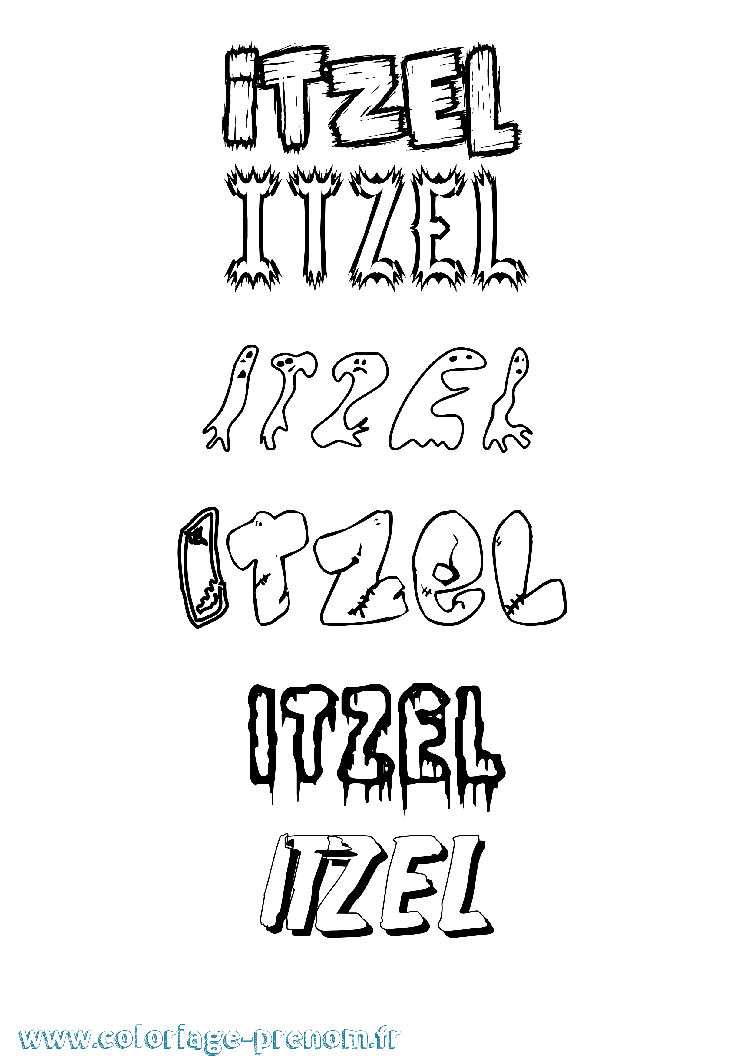 Coloriage Itzel Frisson Coloriage prénom Itzel Frisson