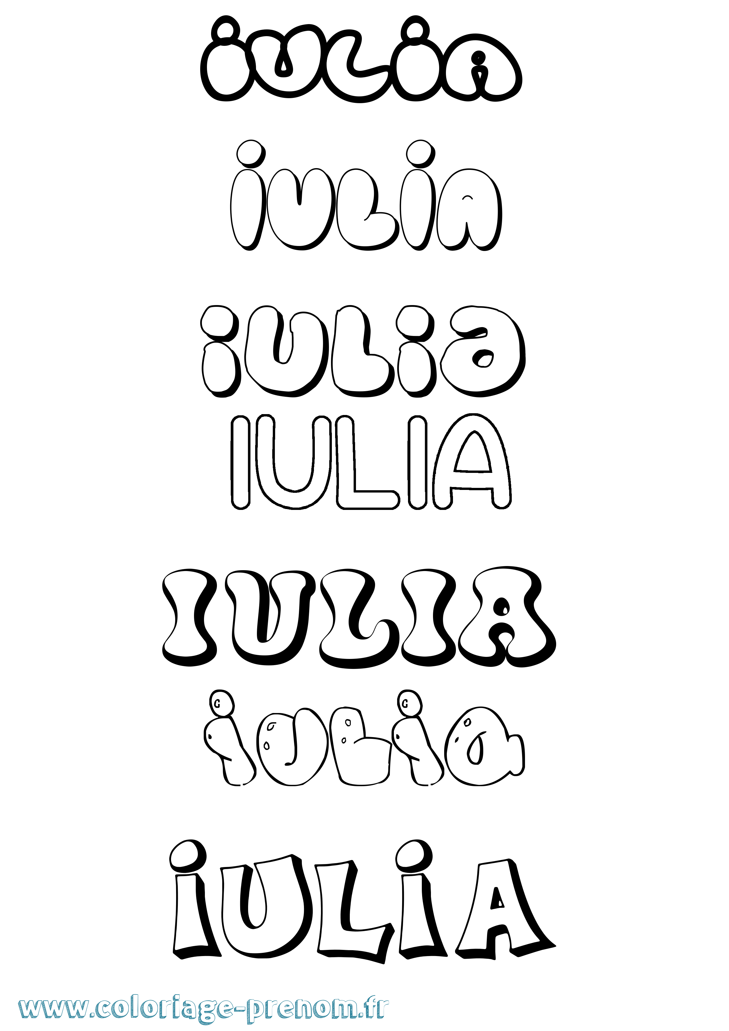 Coloriage Iulia Bubble Coloriage prénom Iulia Bubble