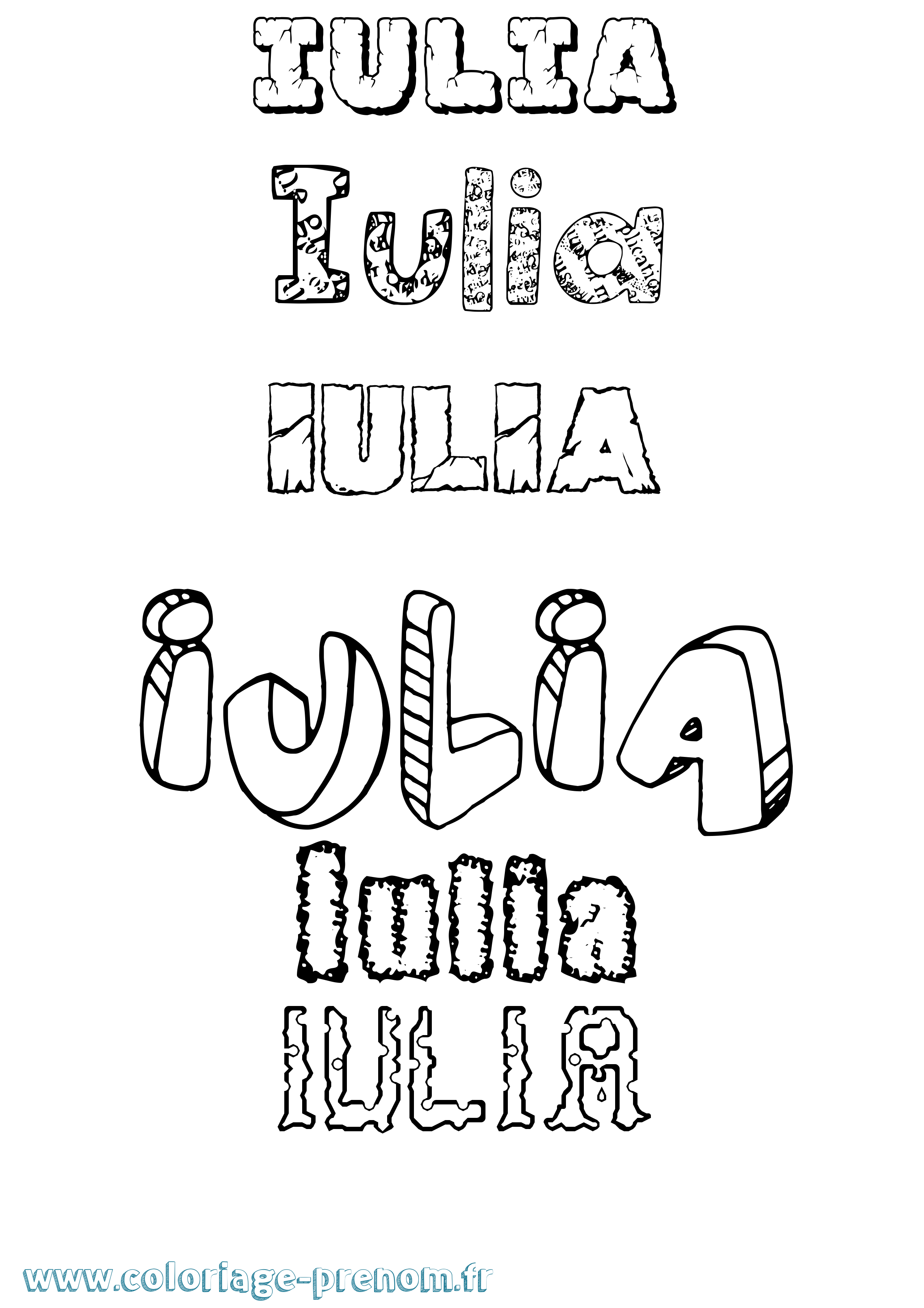 Coloriage Iulia Destructuré Coloriage prénom Iulia Destructuré