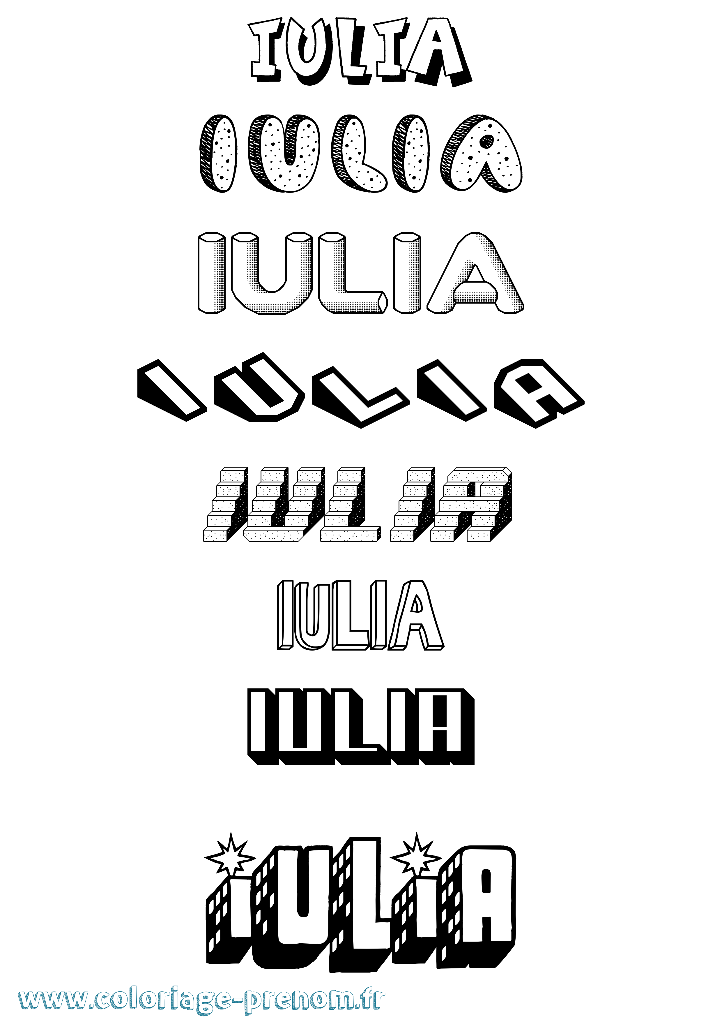 Coloriage Iulia Effet 3D Coloriage prénom Iulia Effet 3D