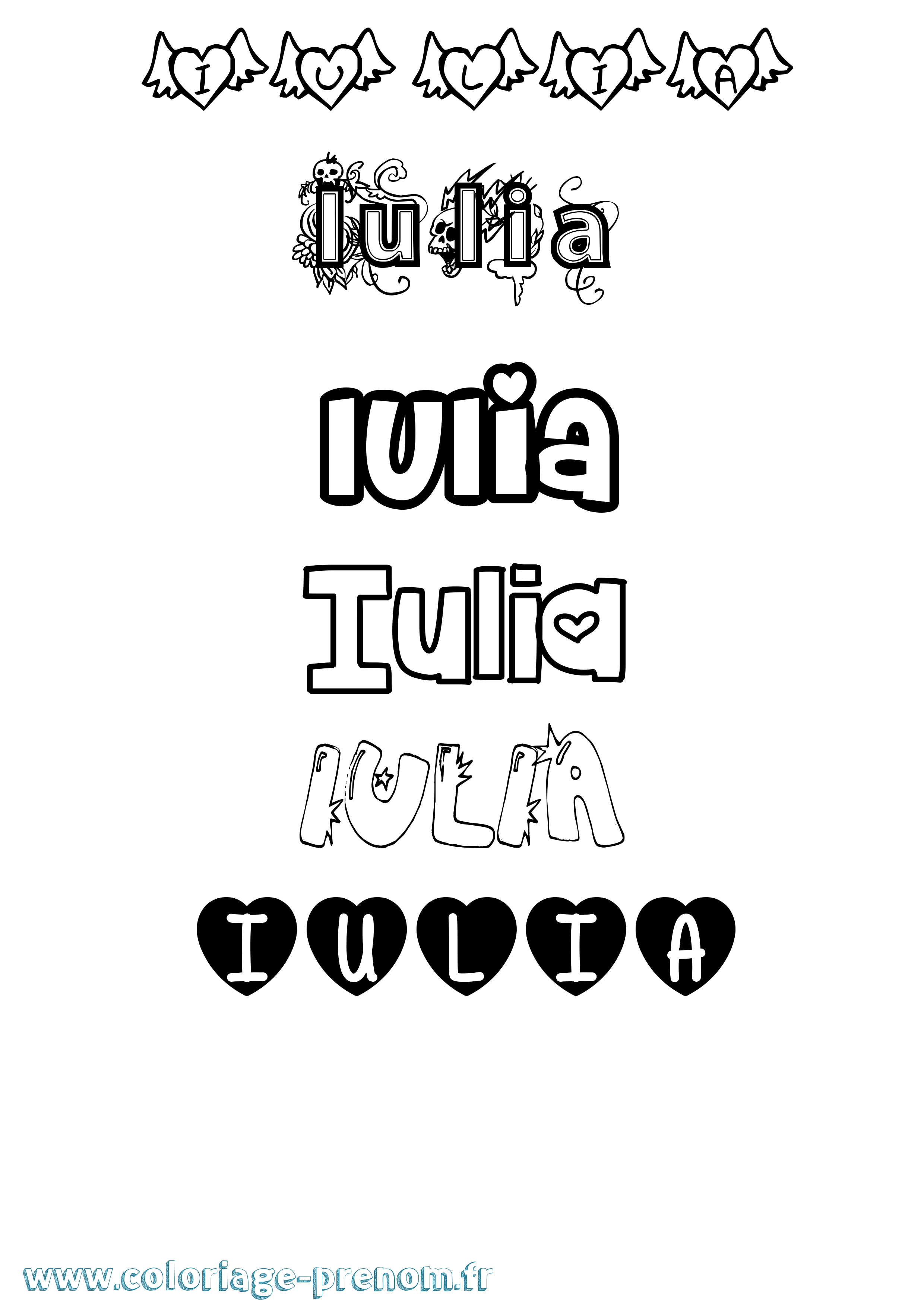 Coloriage Iulia Girly Coloriage prénom Iulia Girly