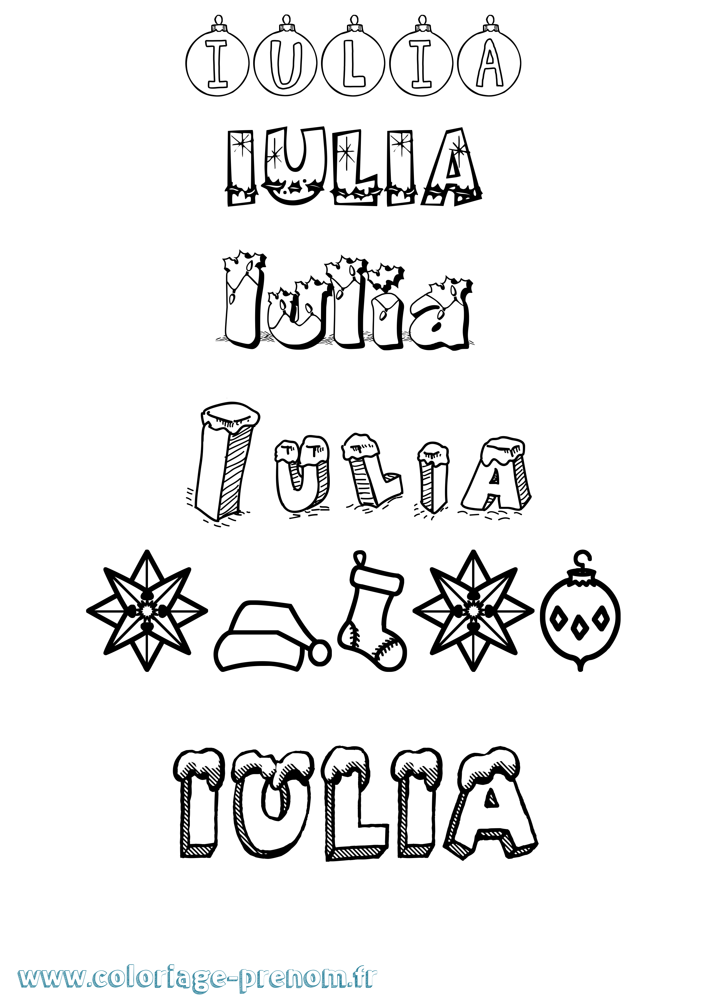 Coloriage Iulia Noël Coloriage prénom Iulia Noël