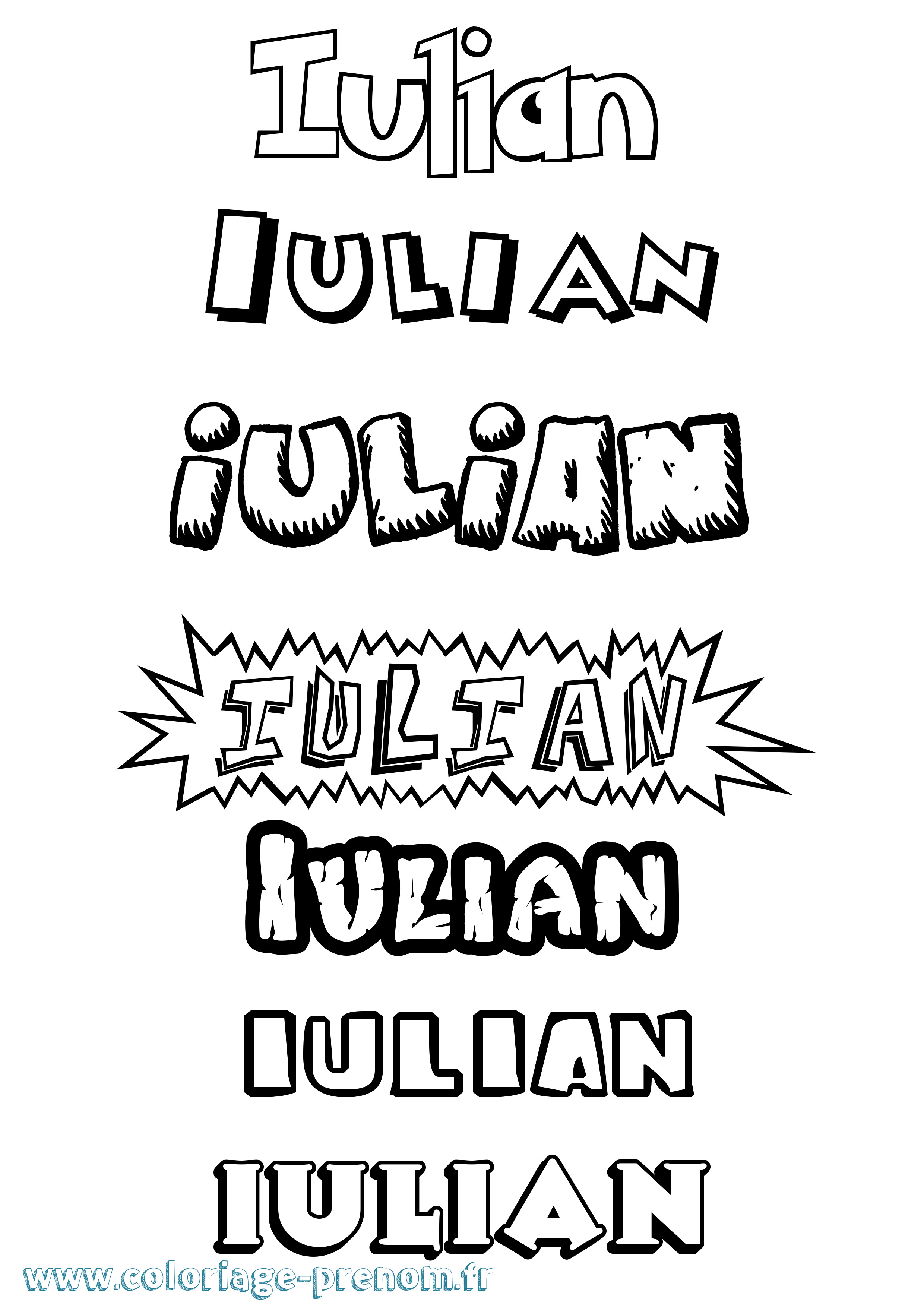 Coloriage Iulian Dessin Animé Coloriage prénom Iulian Dessin Animé