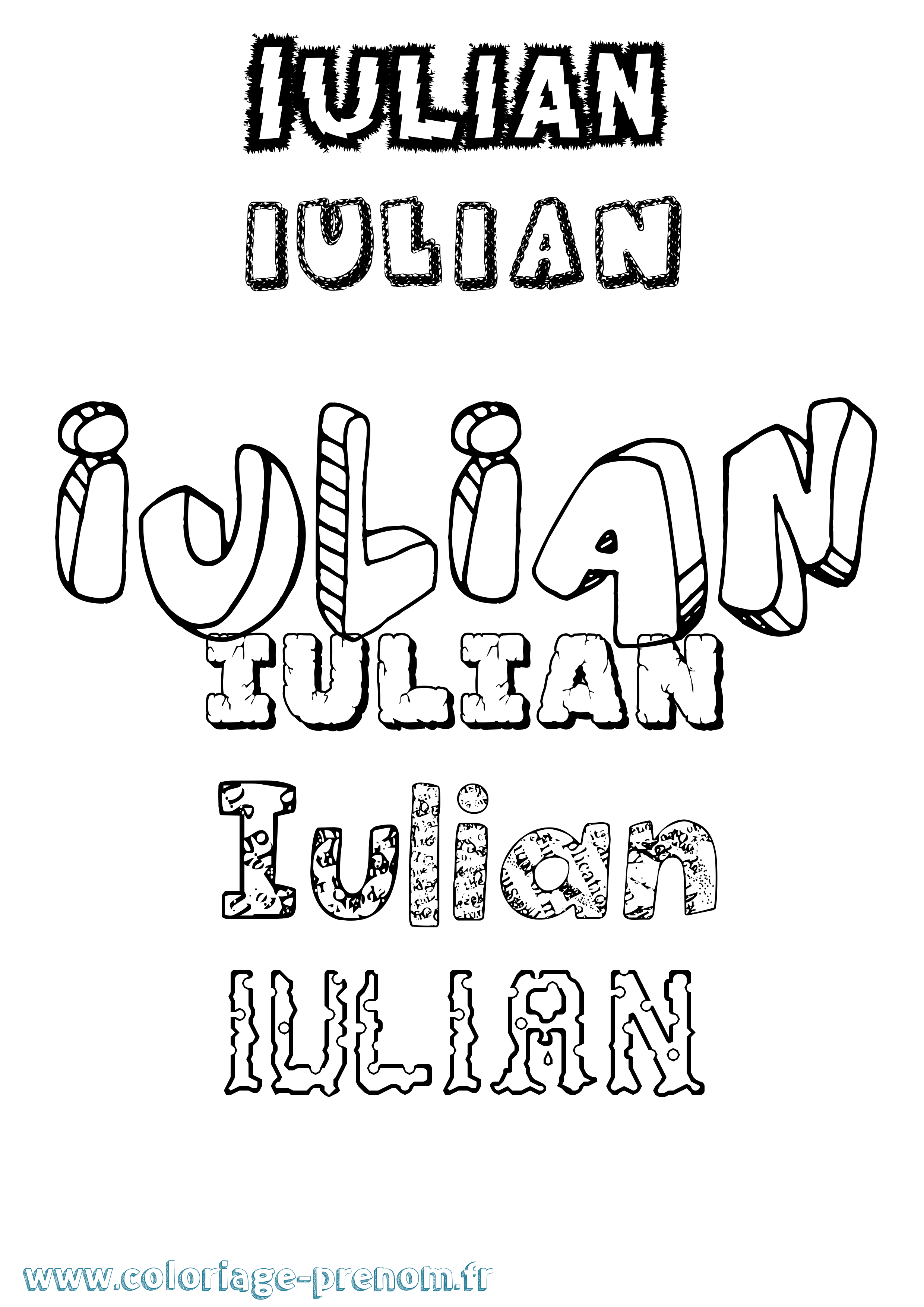 Coloriage Iulian Destructuré Coloriage prénom Iulian Destructuré