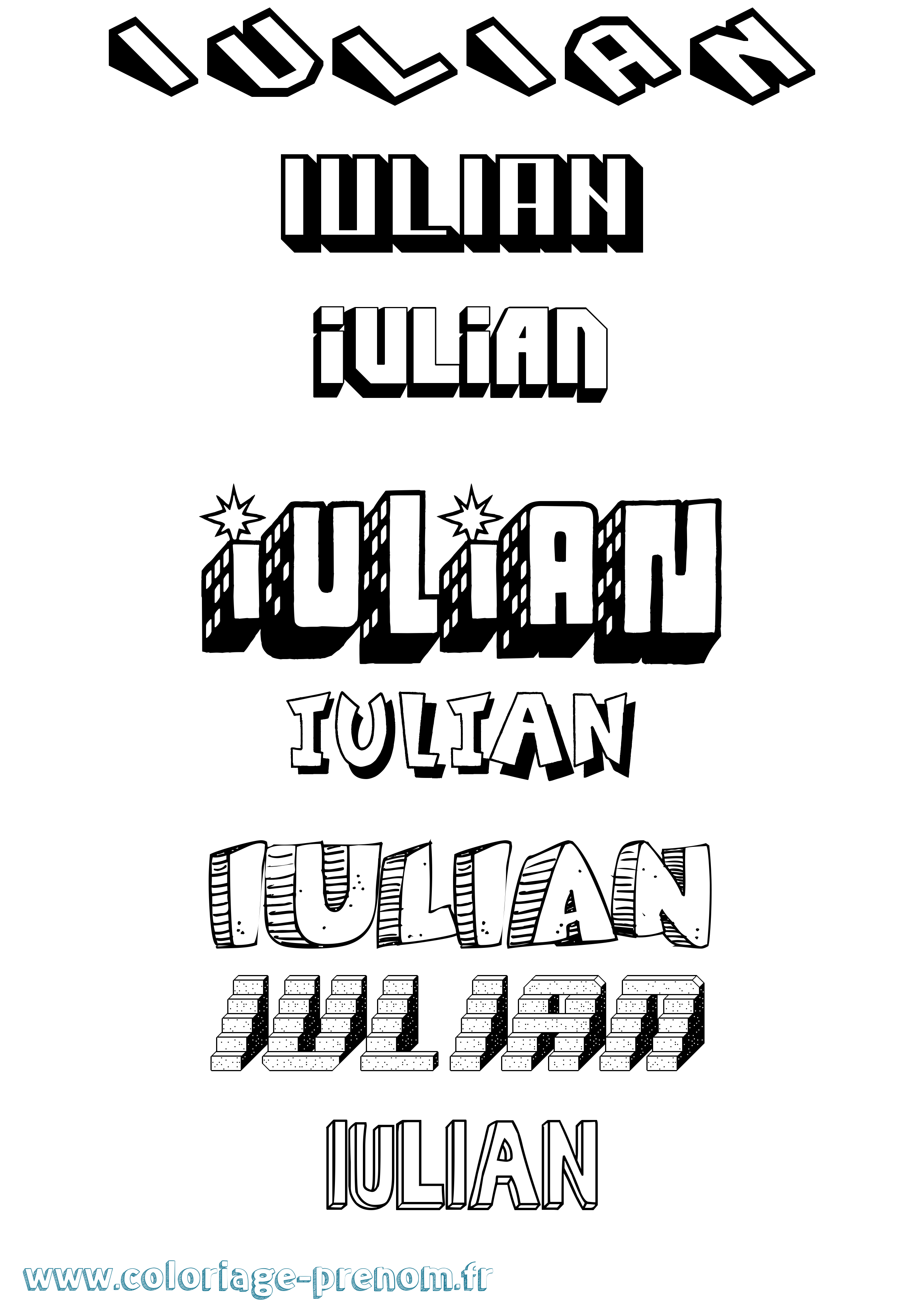 Coloriage Iulian Effet 3D Coloriage prénom Iulian Effet 3D