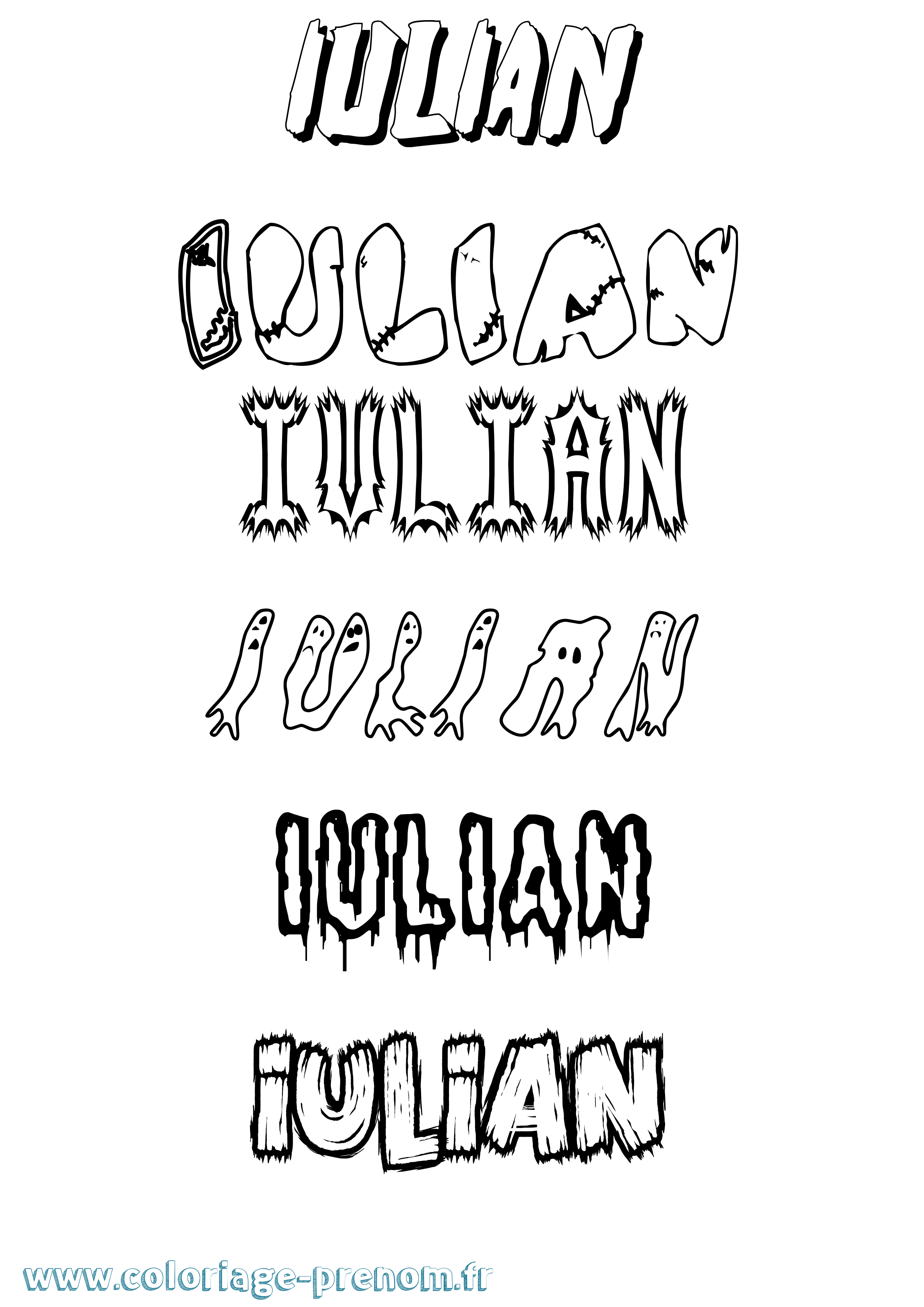Coloriage Iulian Frisson Coloriage prénom Iulian Frisson