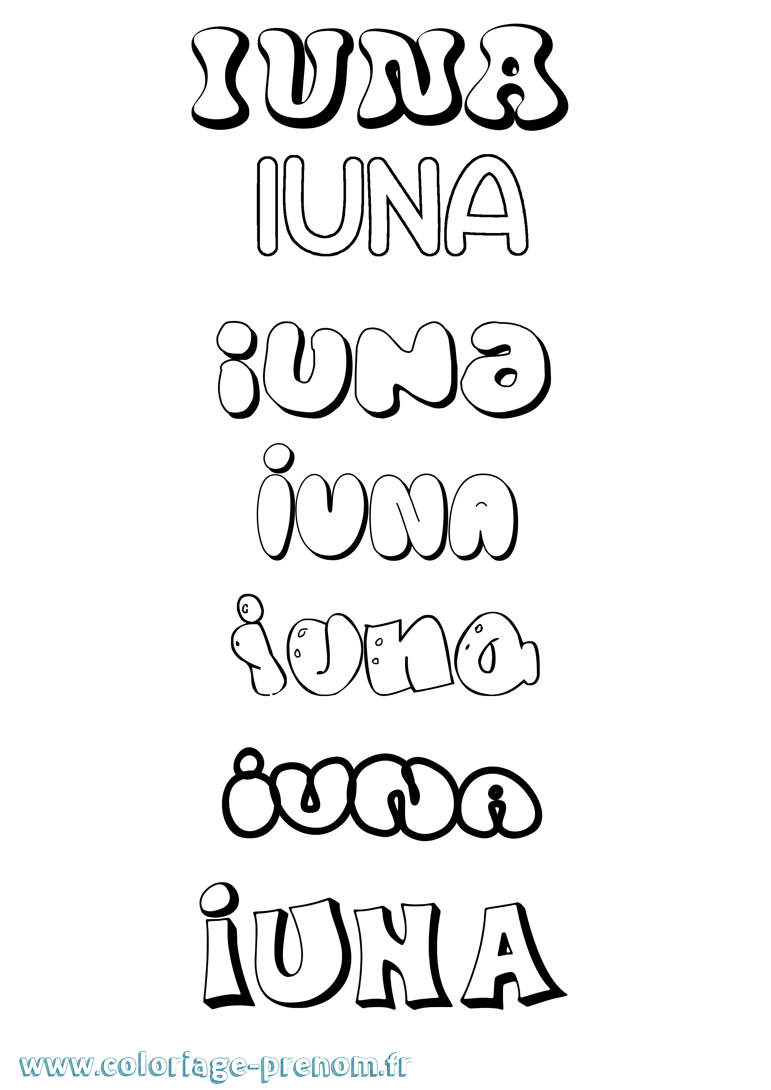 Coloriage Iuna Bubble Coloriage prénom Iuna Bubble