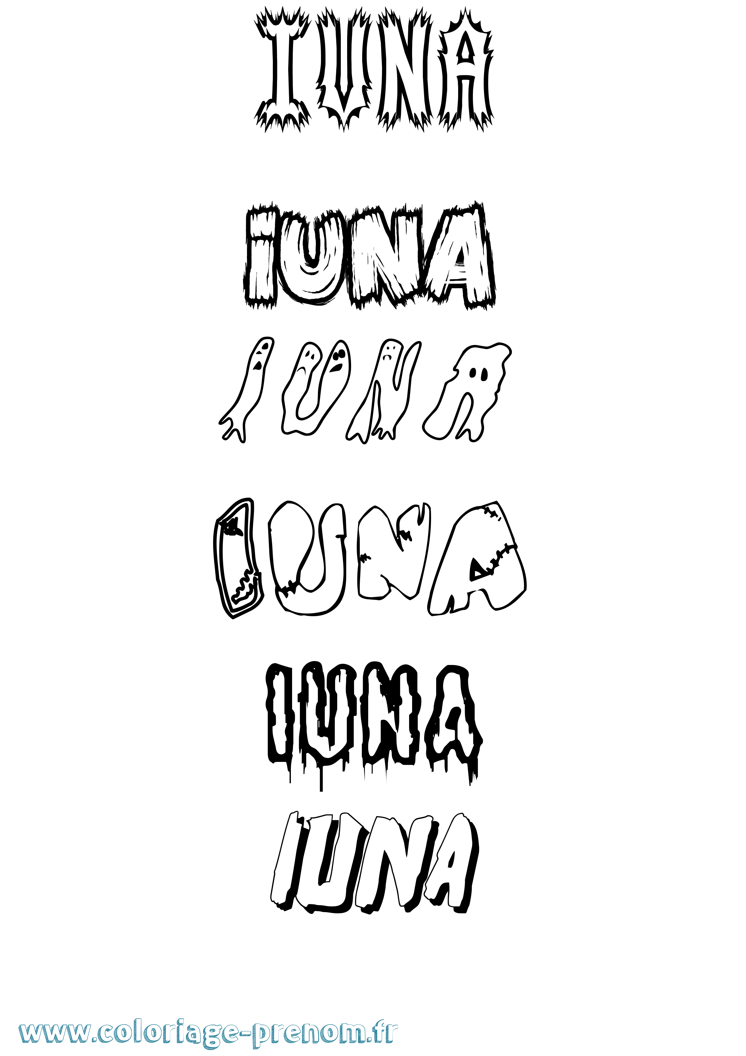 Coloriage Iuna Frisson Coloriage prénom Iuna Frisson