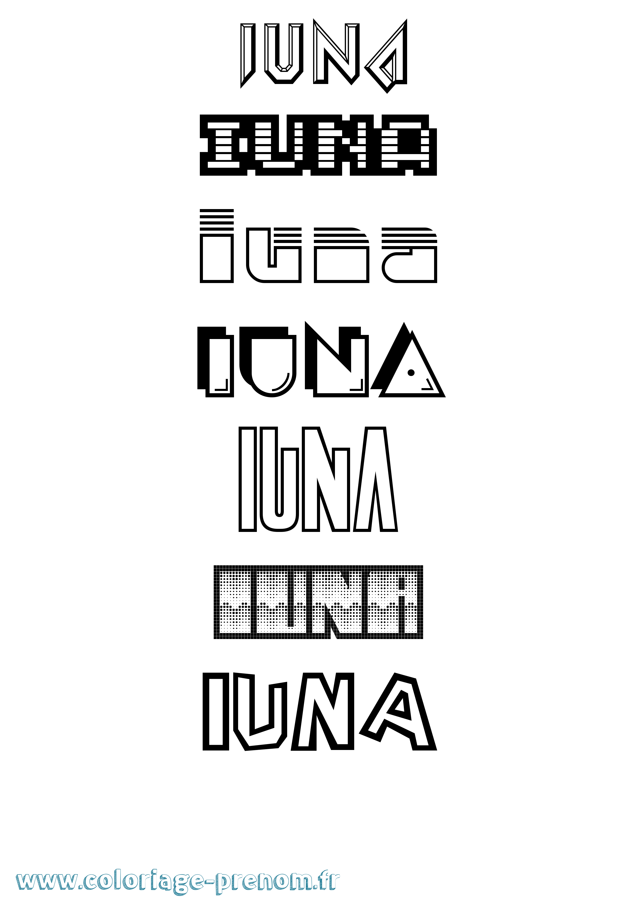 Coloriage Iuna Jeux Vidéos Coloriage prénom Iuna Jeux Vidéos