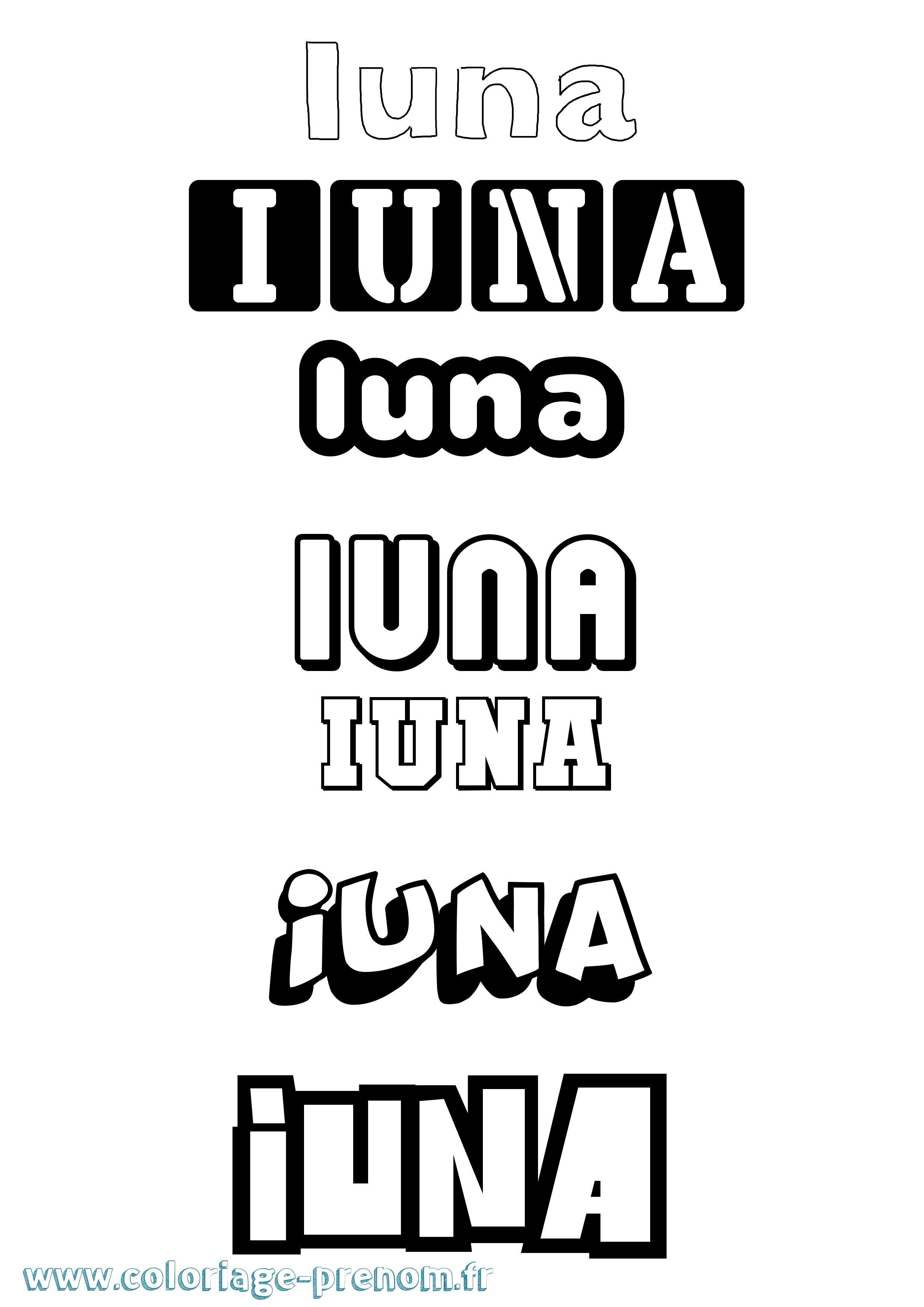 Coloriage Iuna Simple Coloriage prénom Iuna Simple