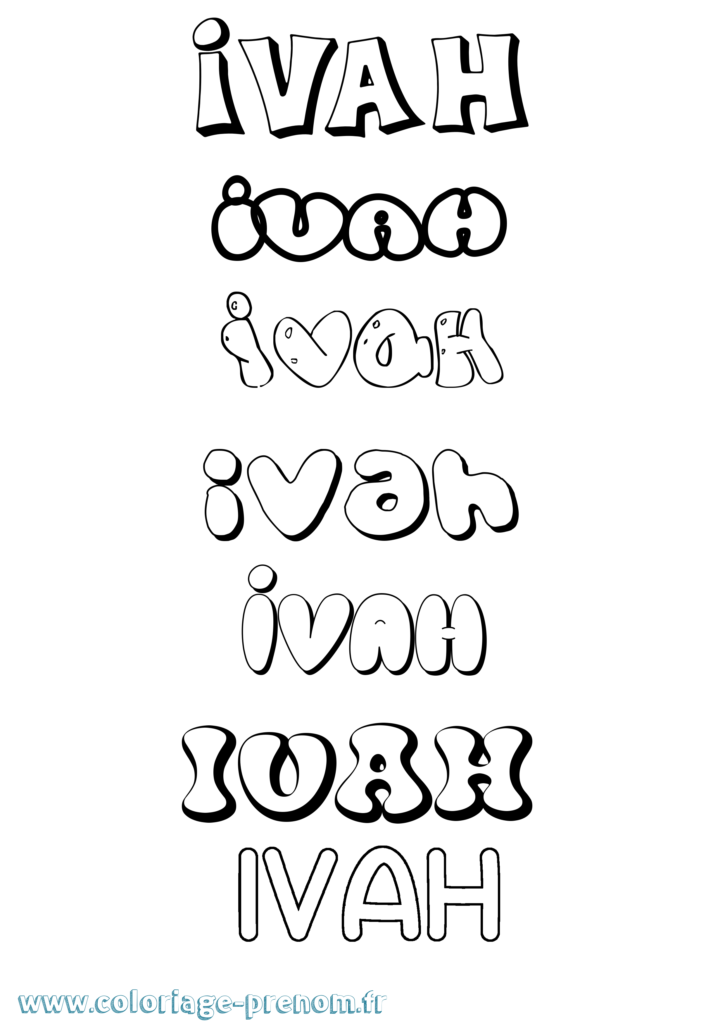Coloriage Ivah Bubble Coloriage prénom Ivah Bubble
