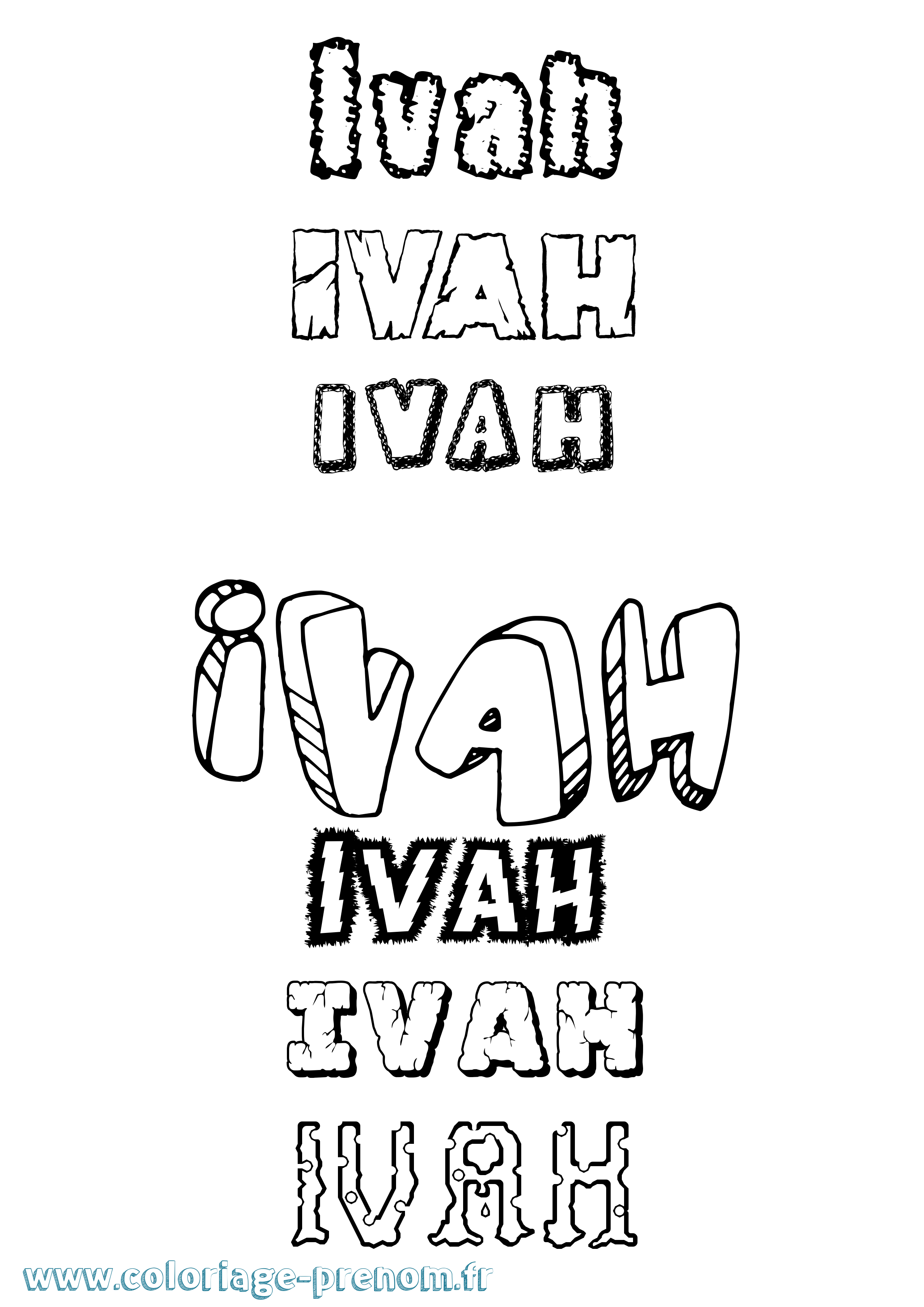 Coloriage Ivah Destructuré Coloriage prénom Ivah Destructuré