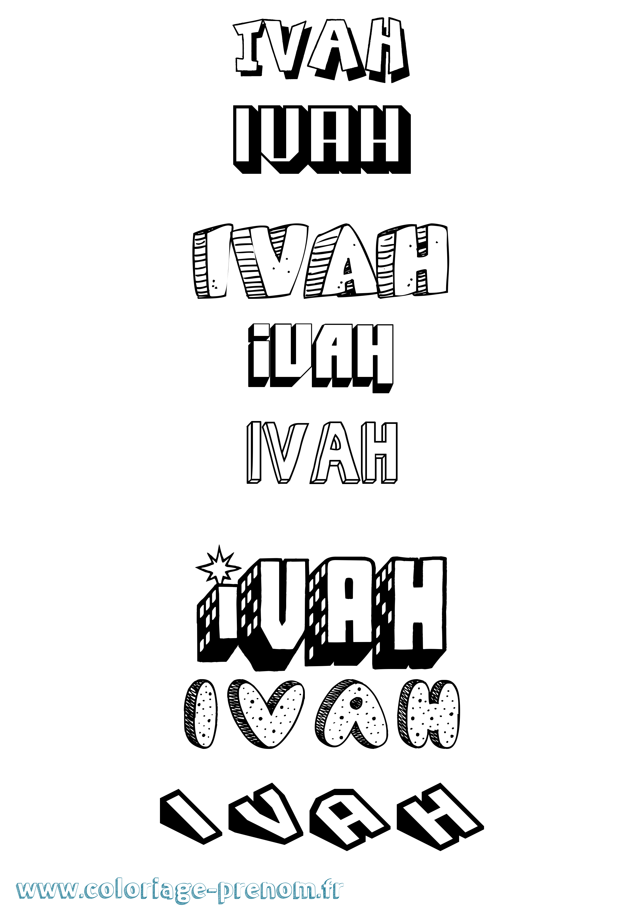 Coloriage Ivah Effet 3D Coloriage prénom Ivah Effet 3D