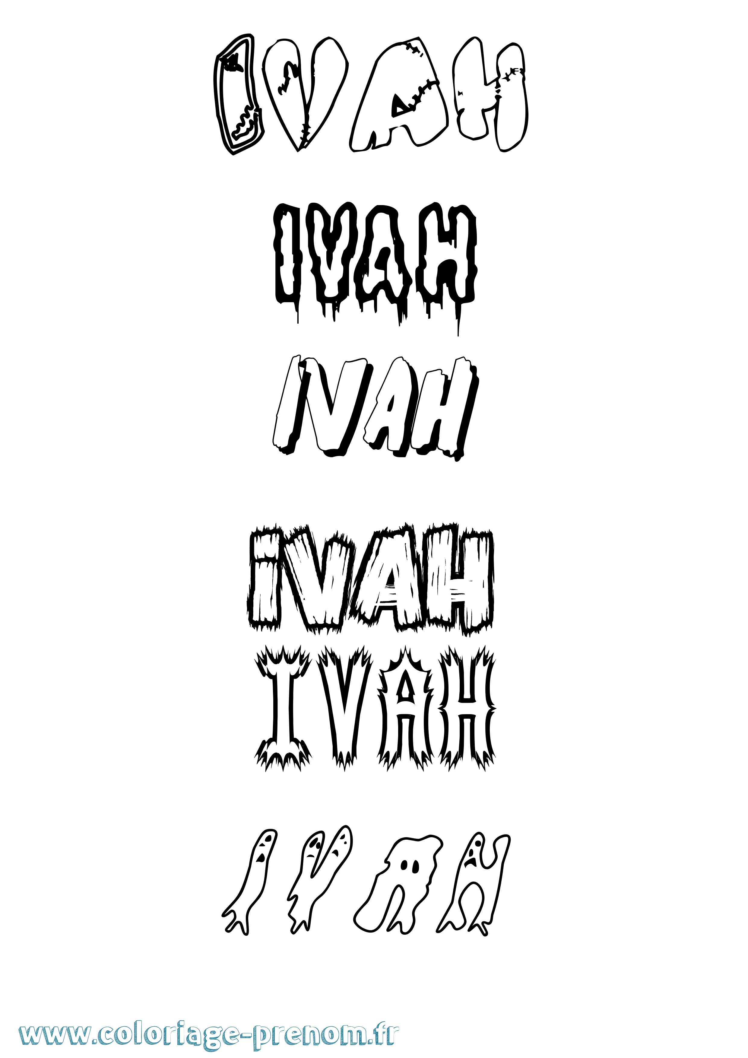 Coloriage Ivah Frisson Coloriage prénom Ivah Frisson