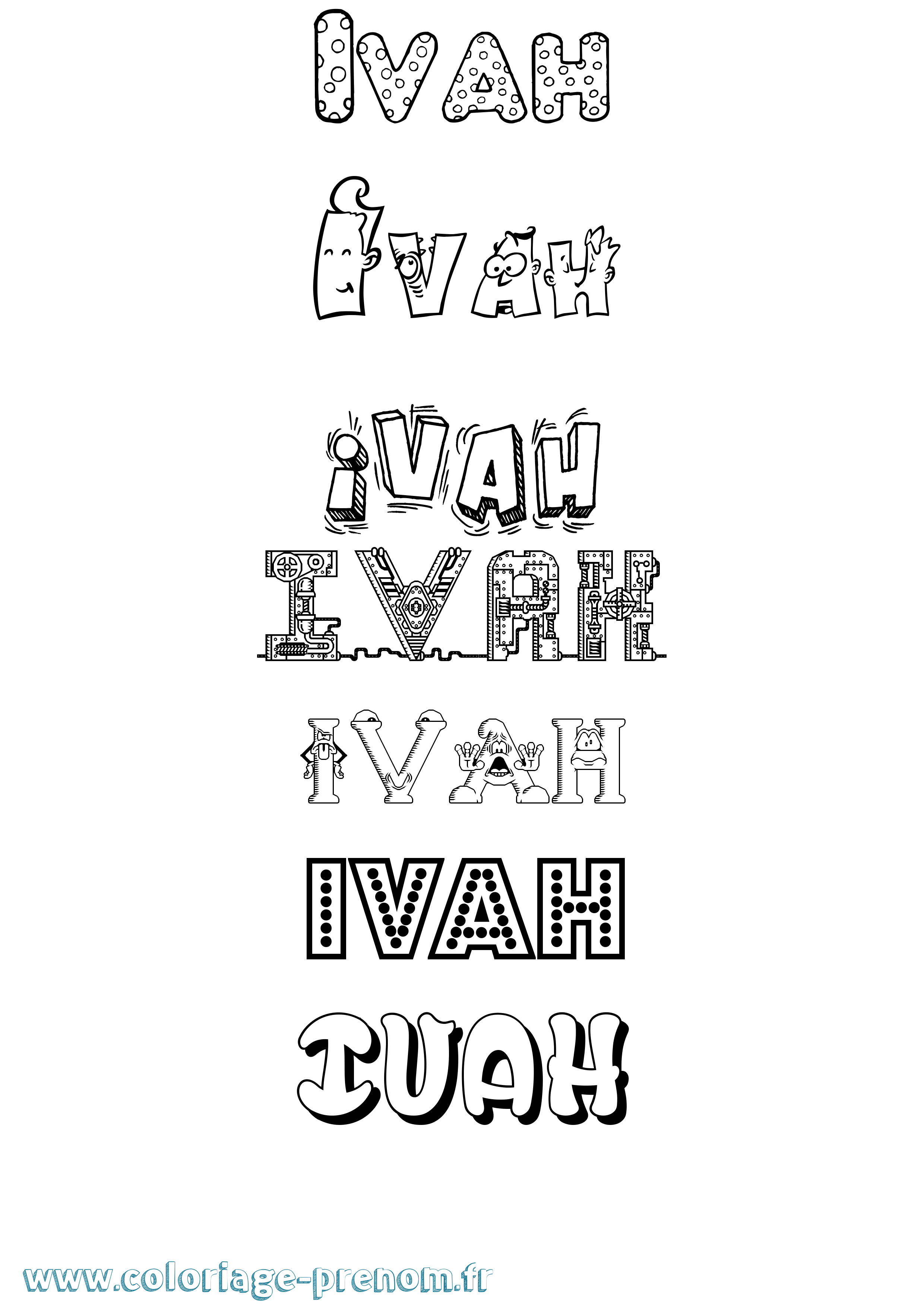 Coloriage Ivah Fun Coloriage prénom Ivah Fun