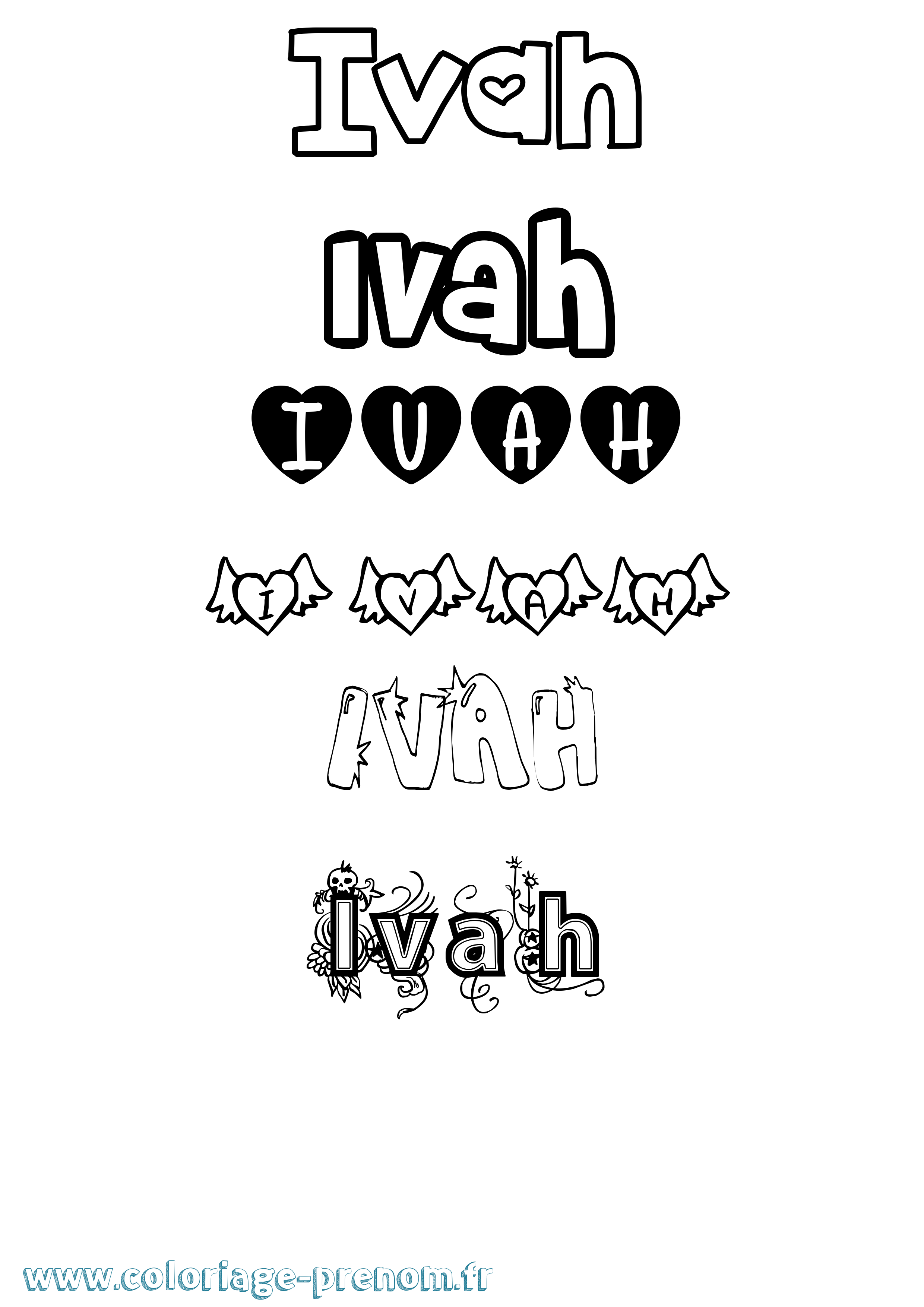 Coloriage Ivah Girly Coloriage prénom Ivah Girly