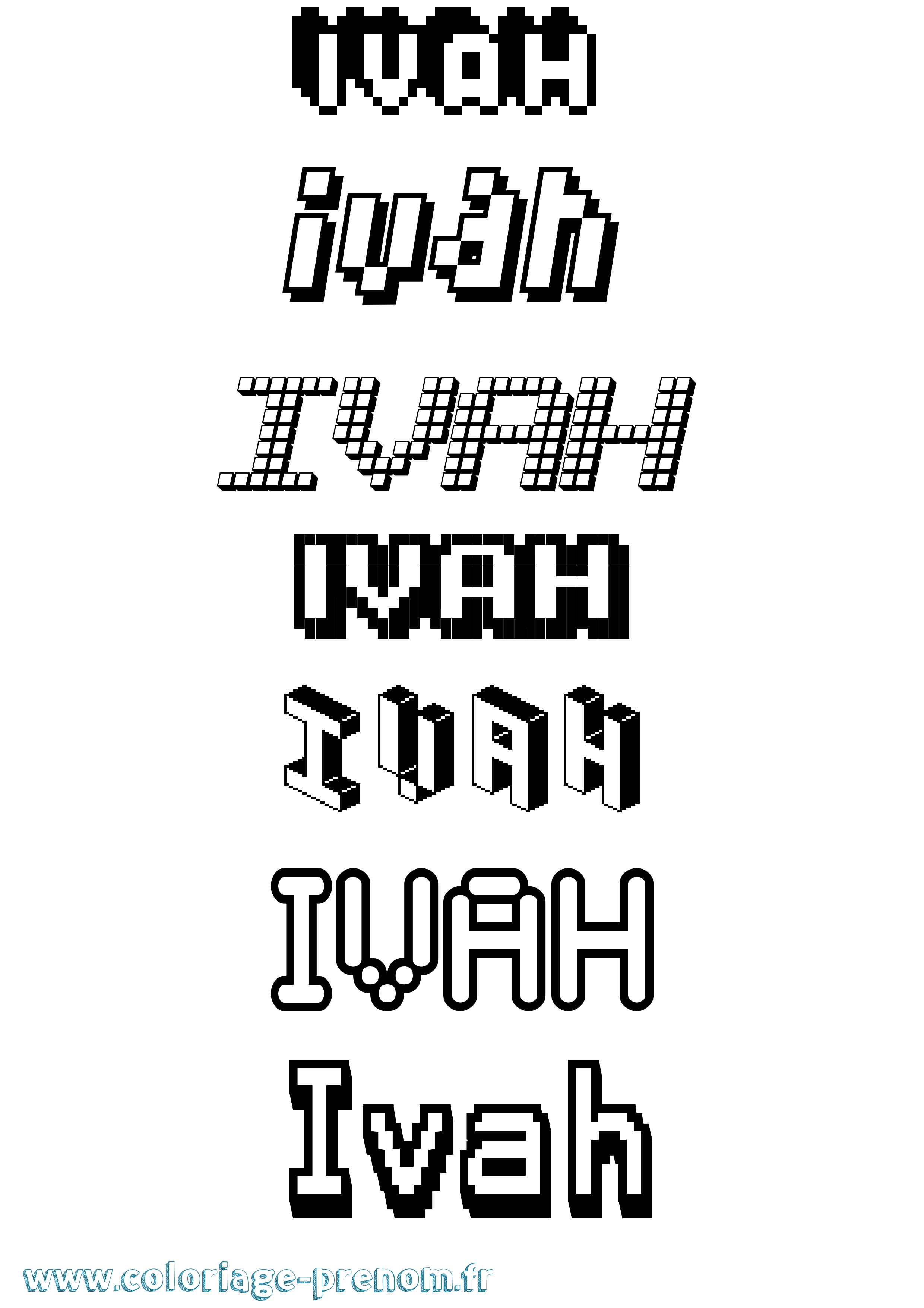 Coloriage Ivah Pixel Coloriage prénom Ivah Pixel
