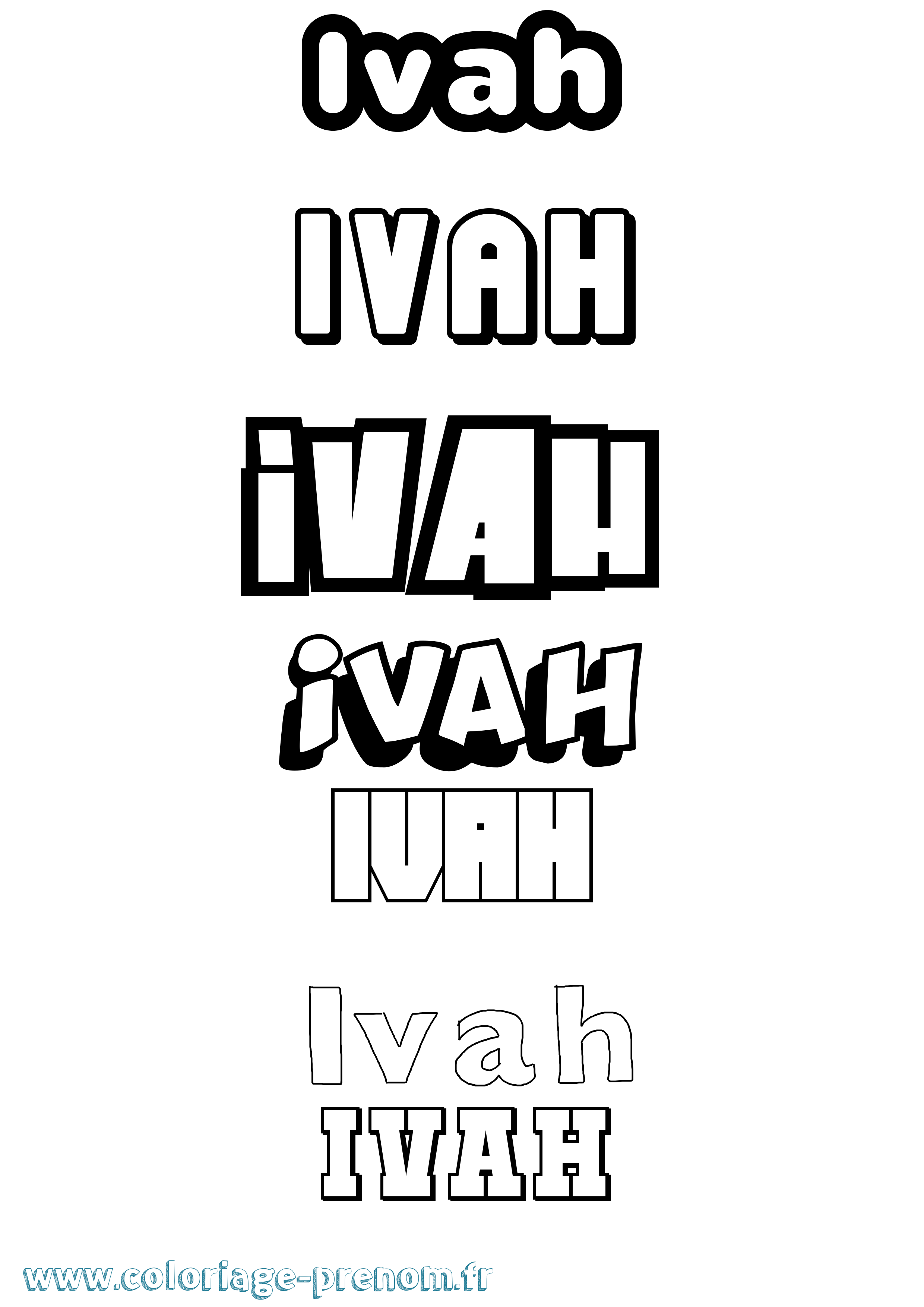 Coloriage Ivah Simple Coloriage prénom Ivah Simple