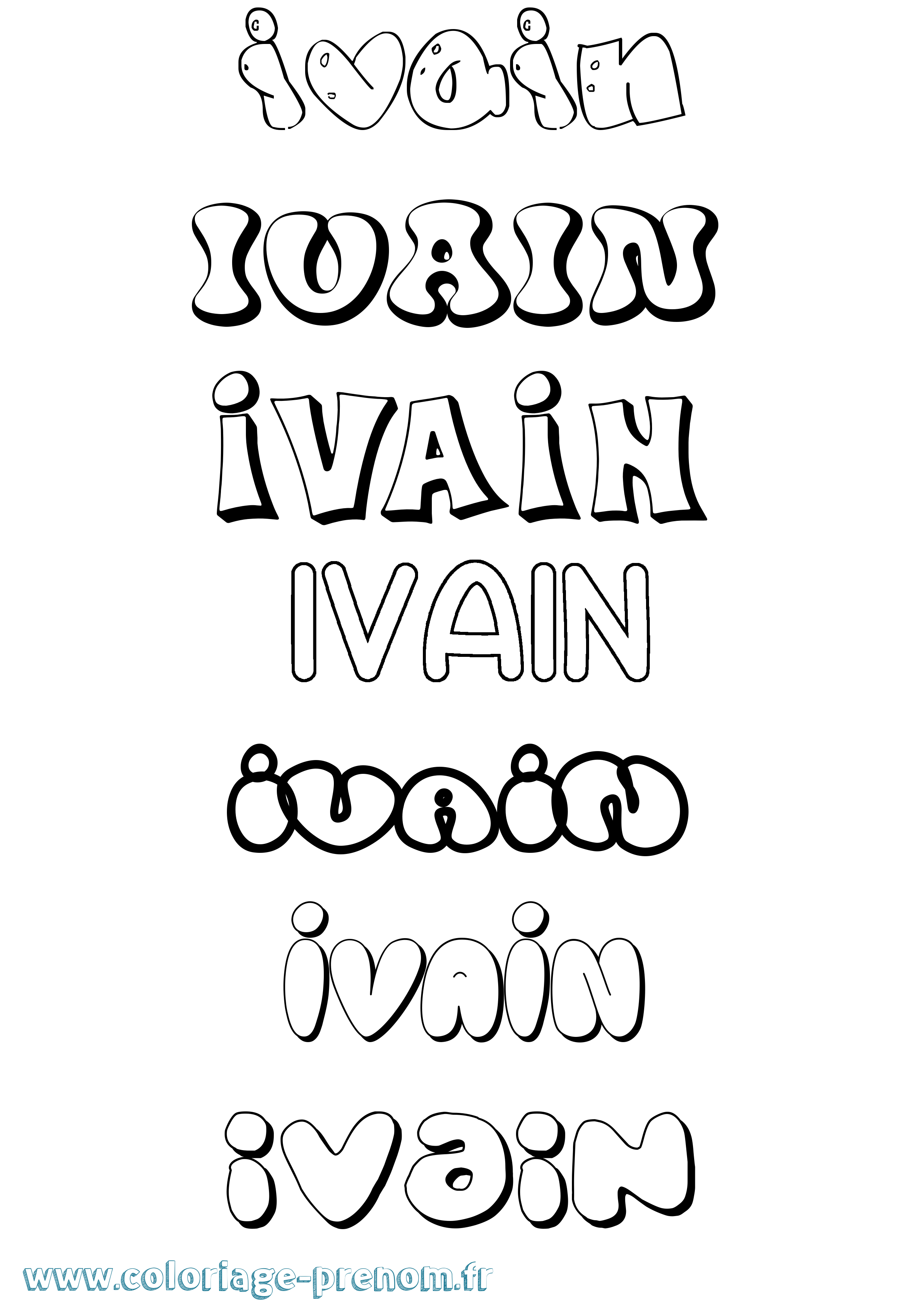 Coloriage Ivain Bubble Coloriage prénom Ivain Bubble