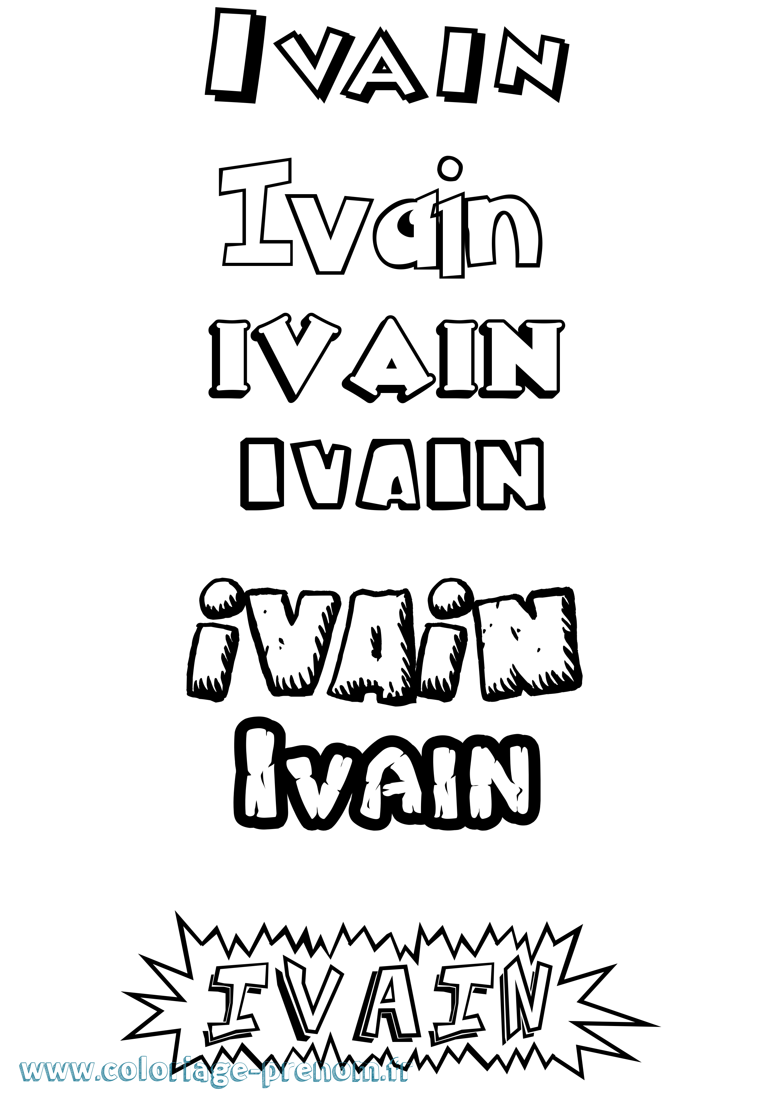 Coloriage Ivain Dessin Animé Coloriage prénom Ivain Dessin Animé