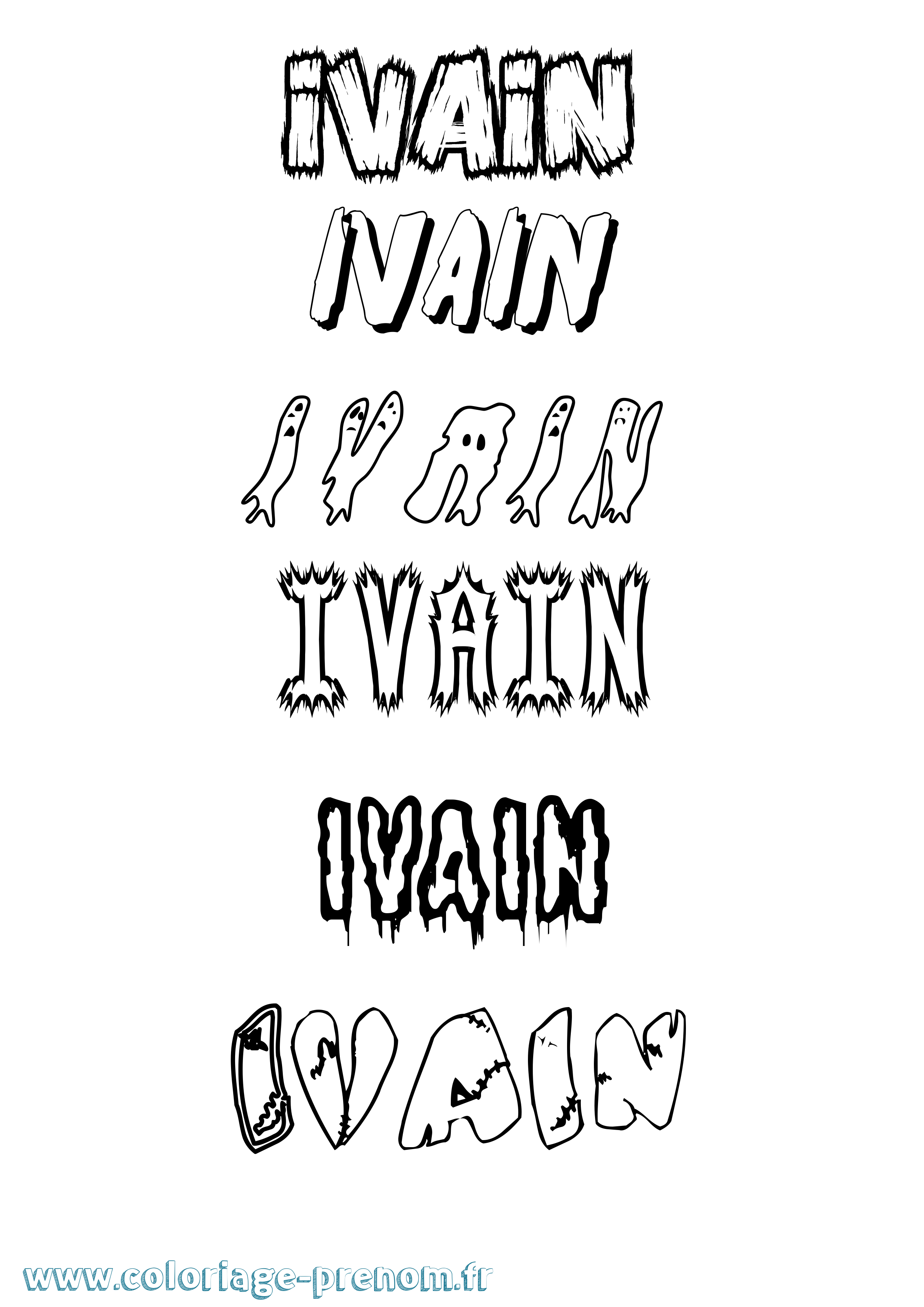 Coloriage Ivain Frisson Coloriage prénom Ivain Frisson
