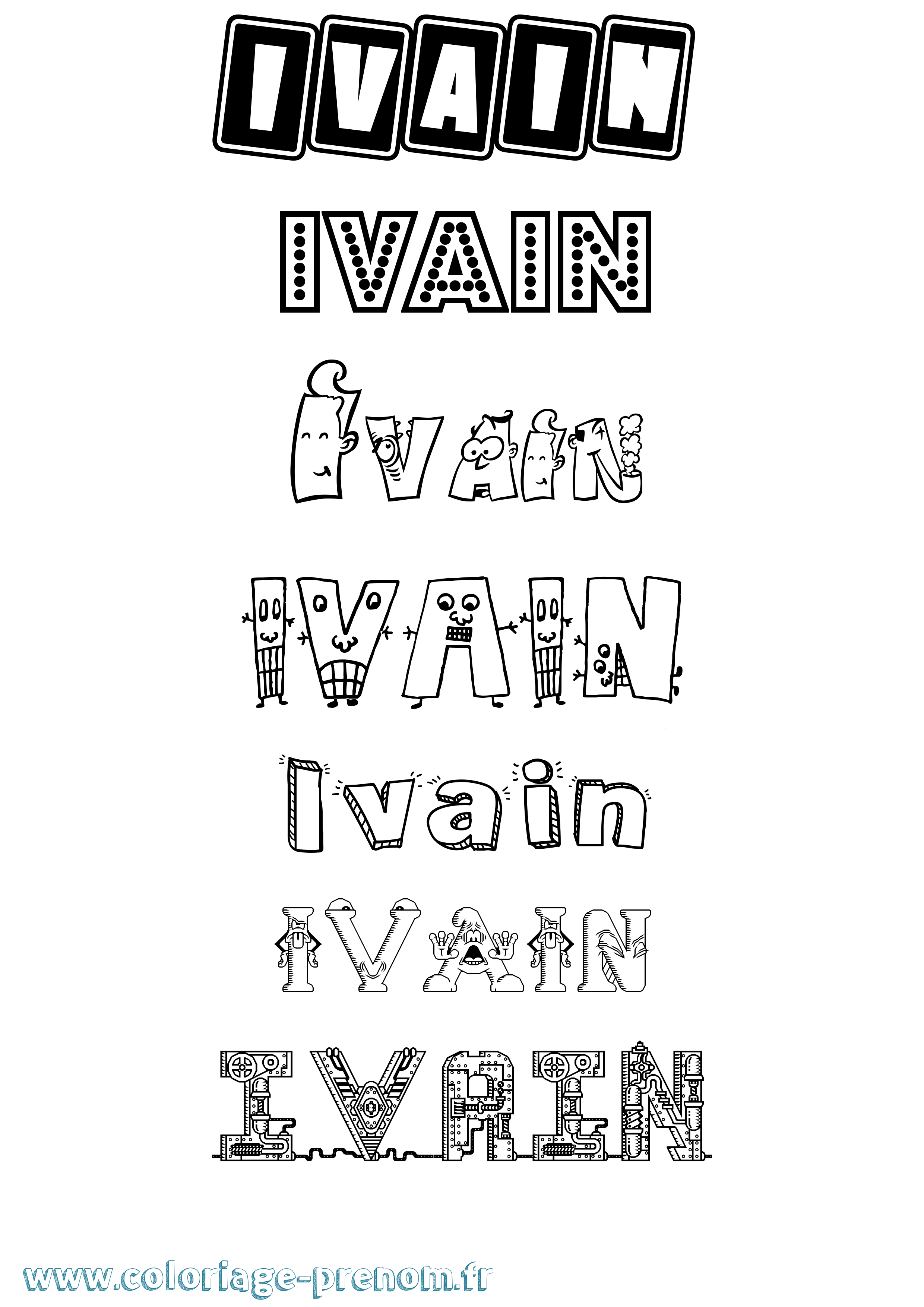 Coloriage Ivain Fun Coloriage prénom Ivain Fun
