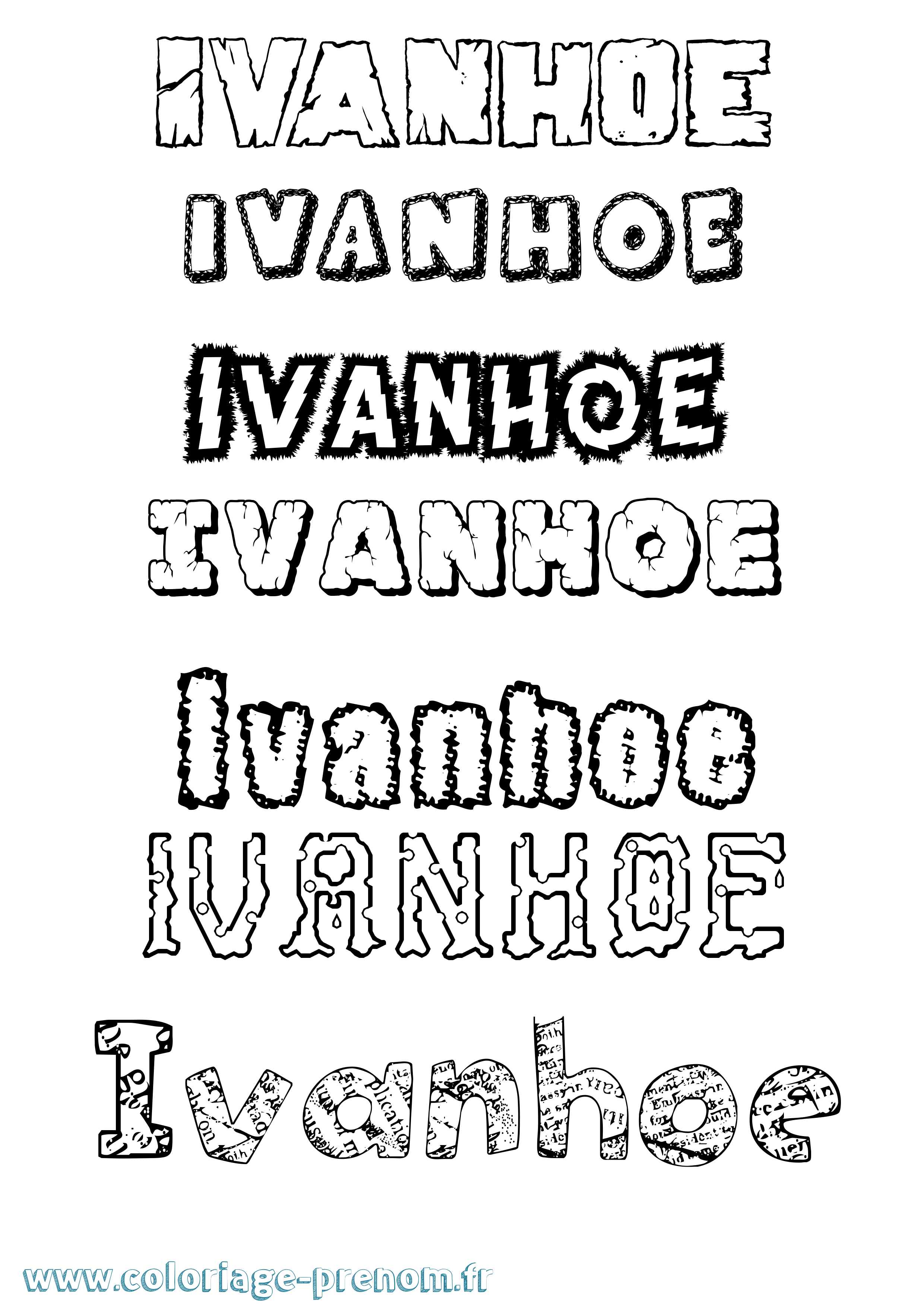 Coloriage Ivanhoe Destructuré Coloriage prénom Ivanhoe Destructuré
