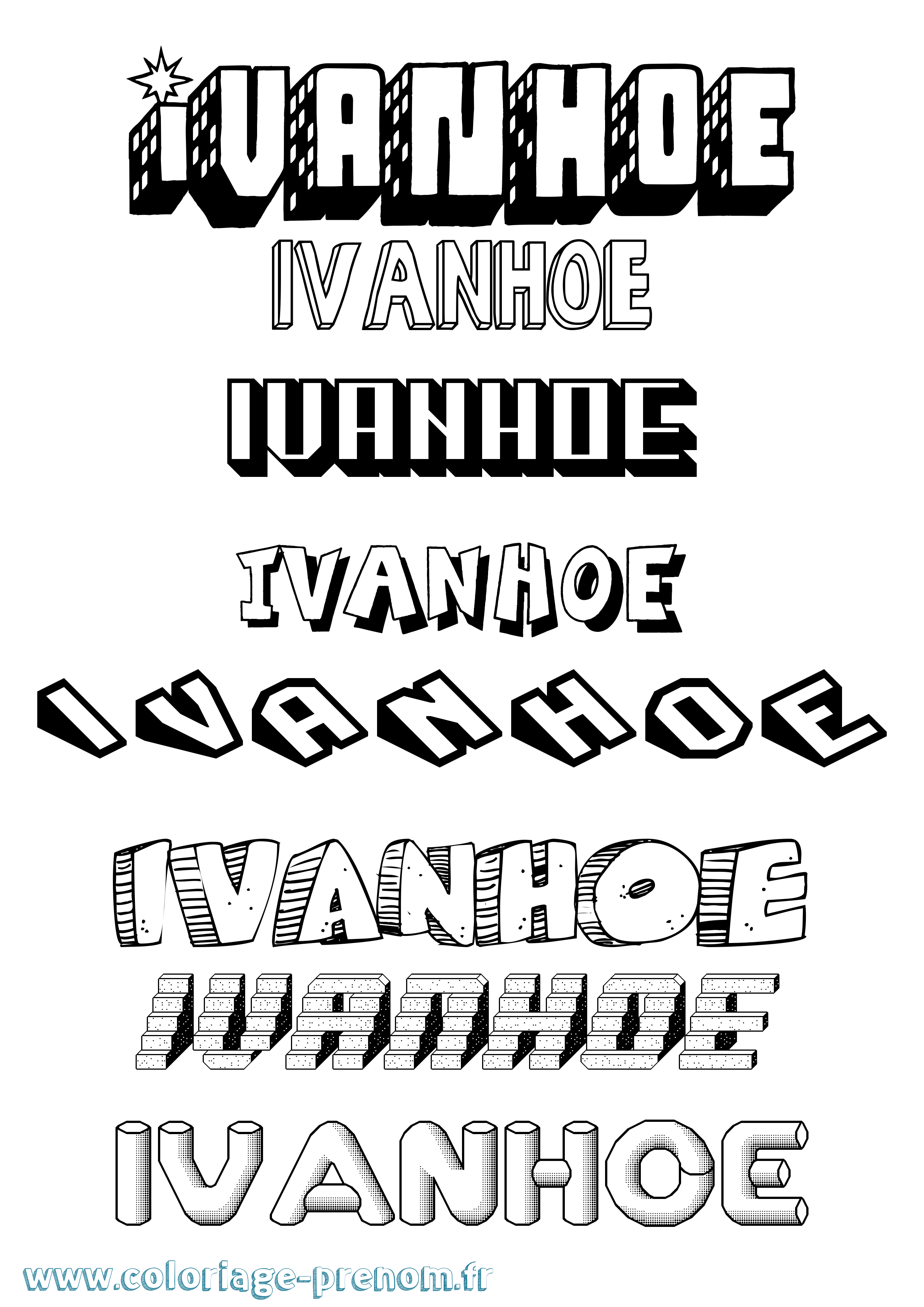 Coloriage Ivanhoe Effet 3D Coloriage prénom Ivanhoe Effet 3D