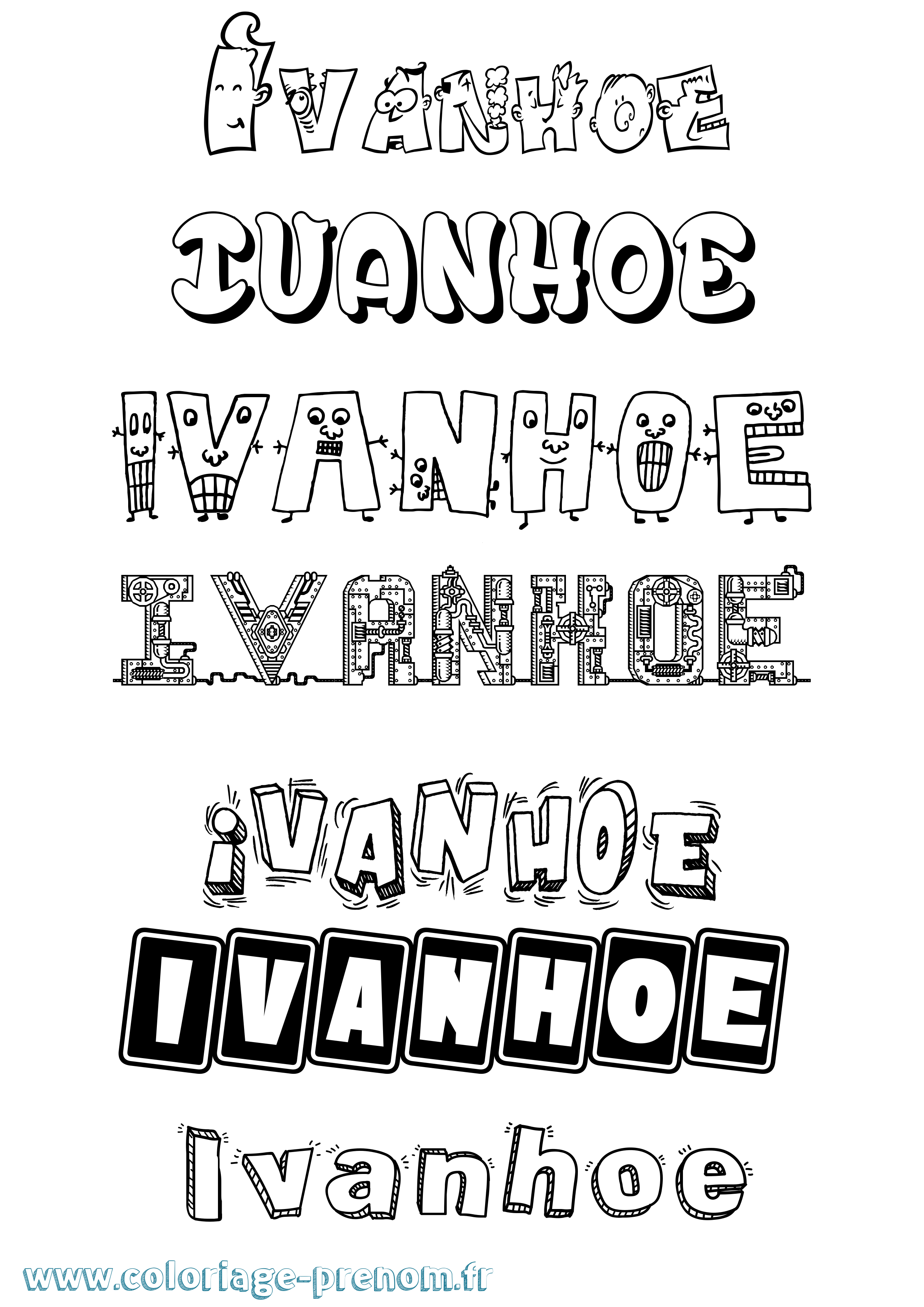 Coloriage Ivanhoe Fun Coloriage prénom Ivanhoe Fun