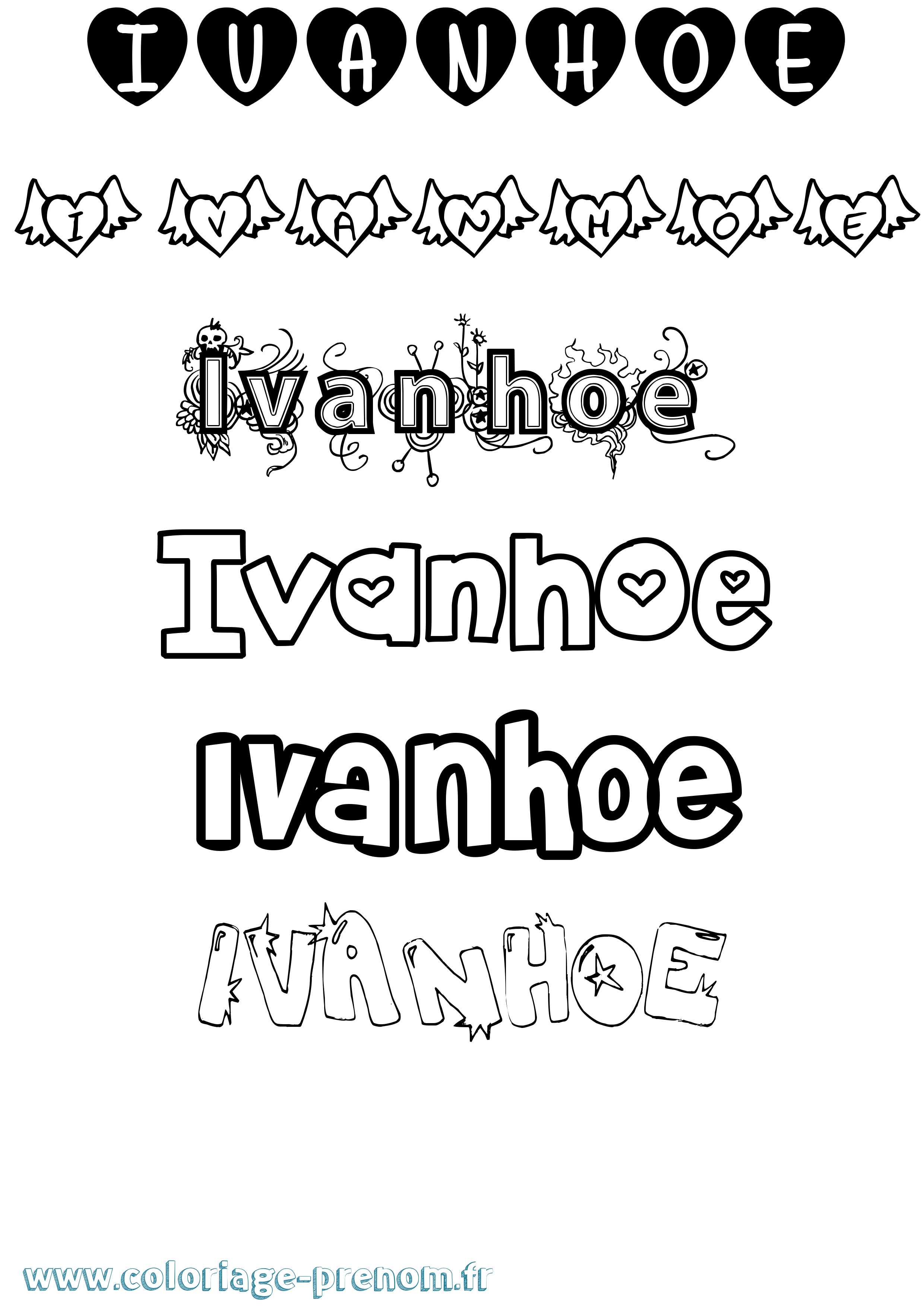 Coloriage Ivanhoe Girly Coloriage prénom Ivanhoe Girly